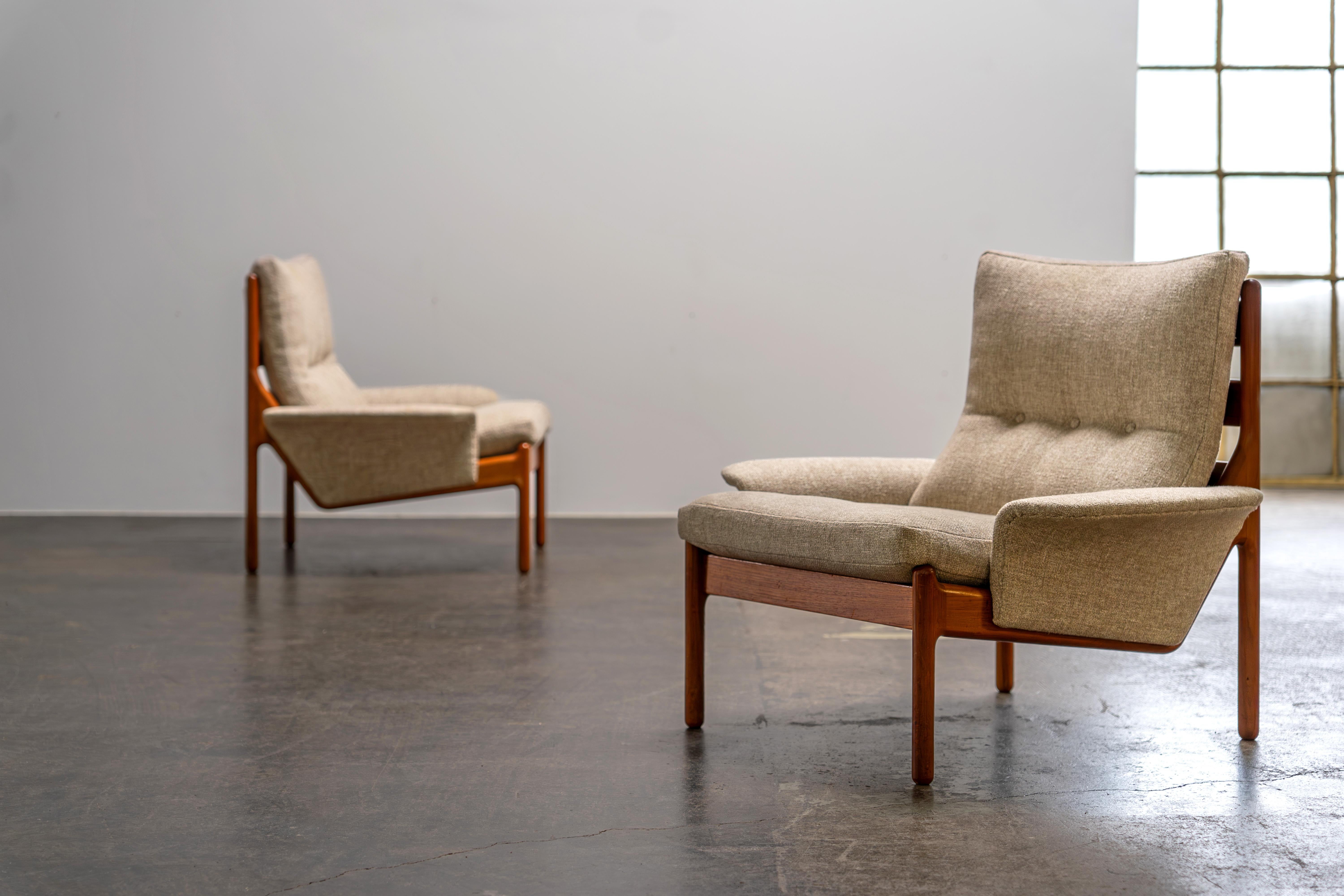 Paar Loungesessel von Illum Wikkelsø für C F Christensen Silkeborg, 1972 im Zustand „Gut“ im Angebot in Rosendahl, DE