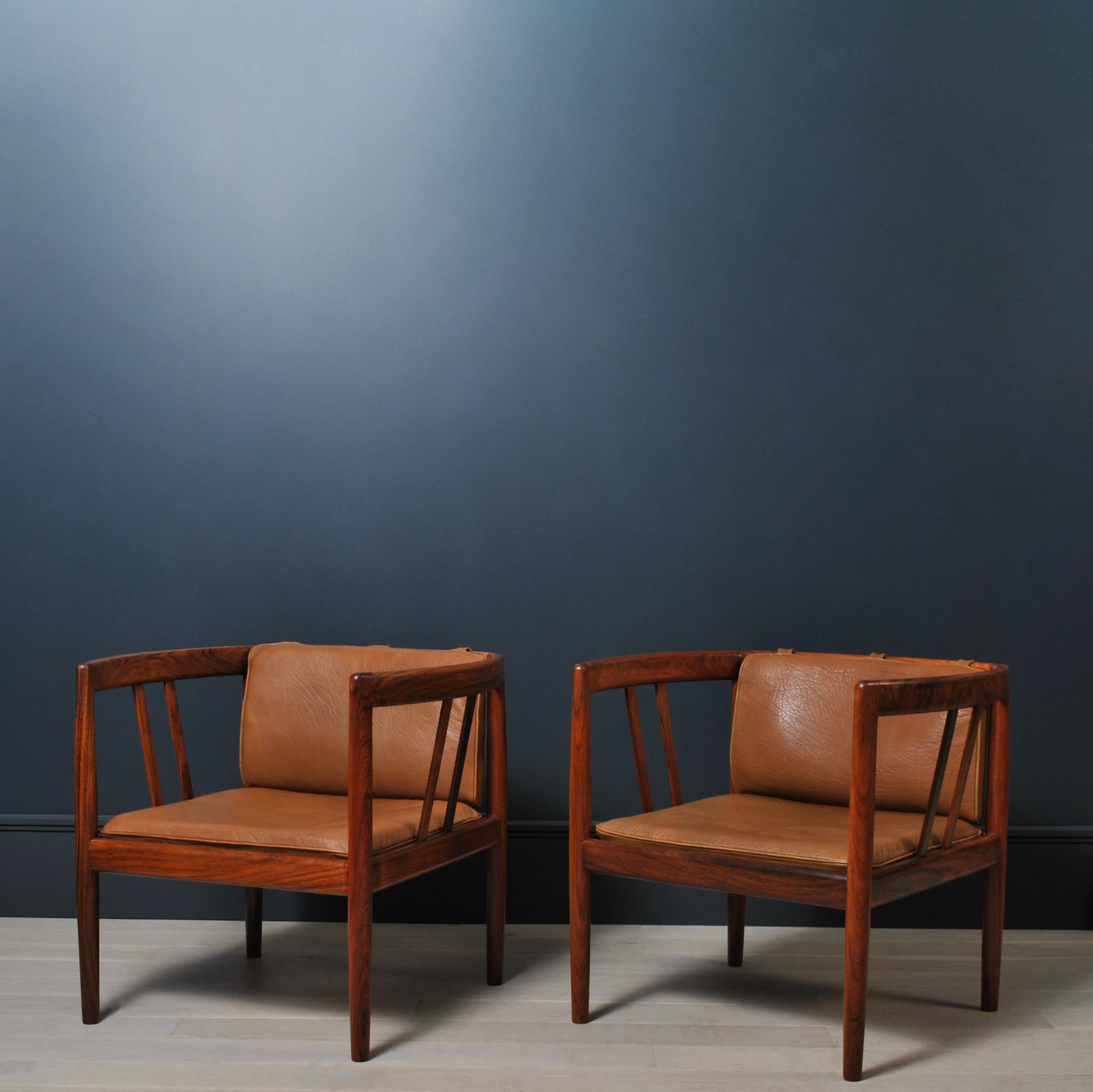Mid-Century Modern Pair of Lounge Chairs by Illum Wikkelsø & Holger Christiansen