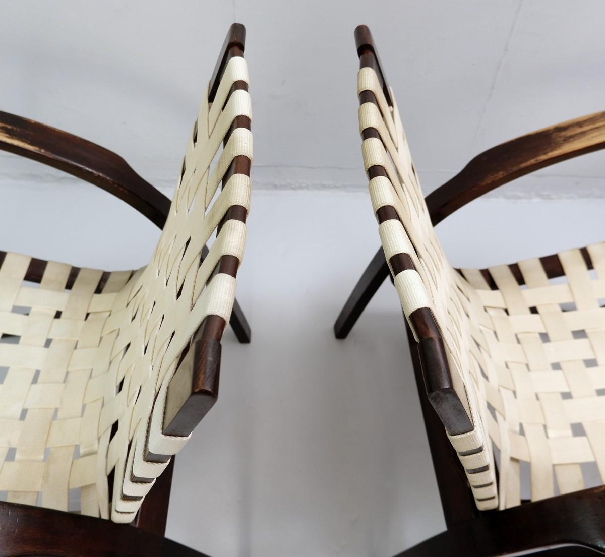 Mid-Century Modern Pair of Lounge Chairs by Jan Vaněk for UP Závody, Czech, 1930s