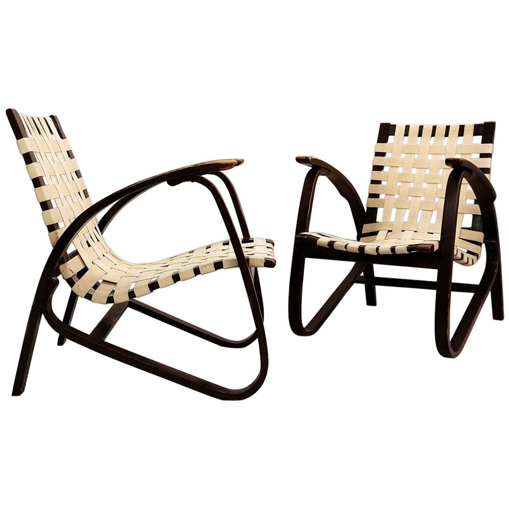 Pair of Lounge Chairs by Jan Vaněk for UP Závody, Czech, 1930s