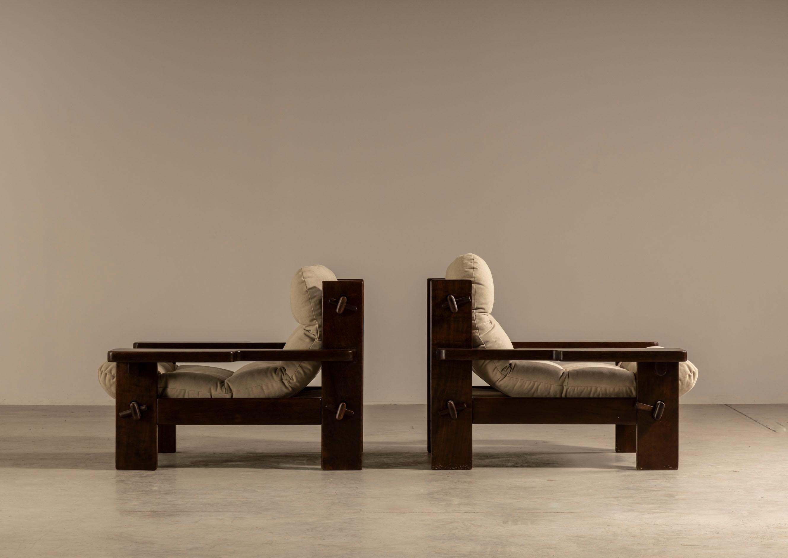 Mid-Century Modern Lounge Chairs by Jean Gillon in Hardwood, Brazilian Midcentury Modern Design