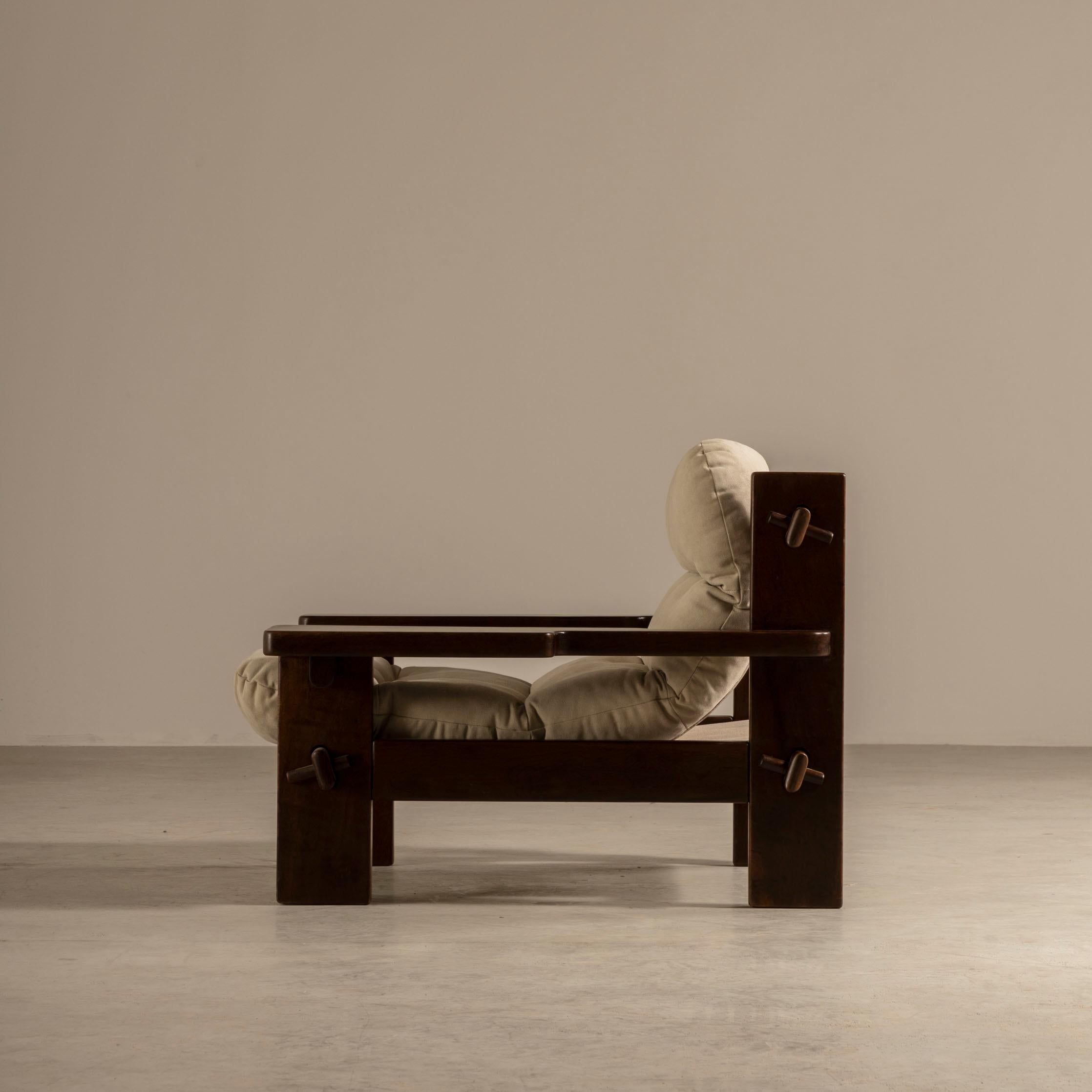 Fabric Lounge Chairs by Jean Gillon in Hardwood, Brazilian Midcentury Modern Design