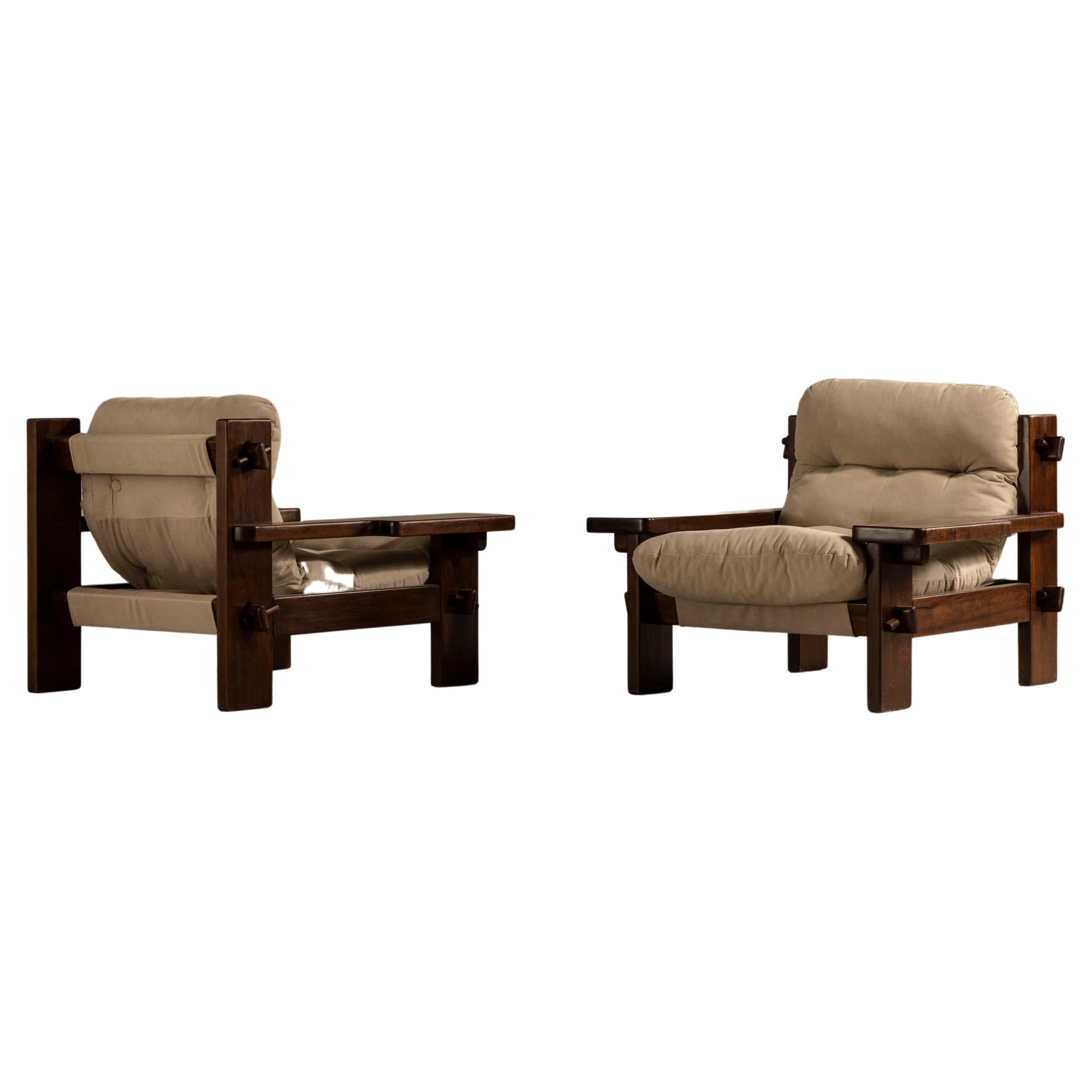Lounge Chairs by Jean Gillon in Hardwood, Brazilian Midcentury Modern Design