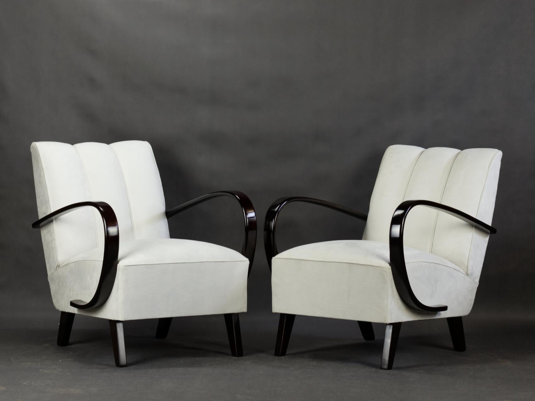 Pair of Armchairs by Jindrich Halabala, 1950s For Sale 2