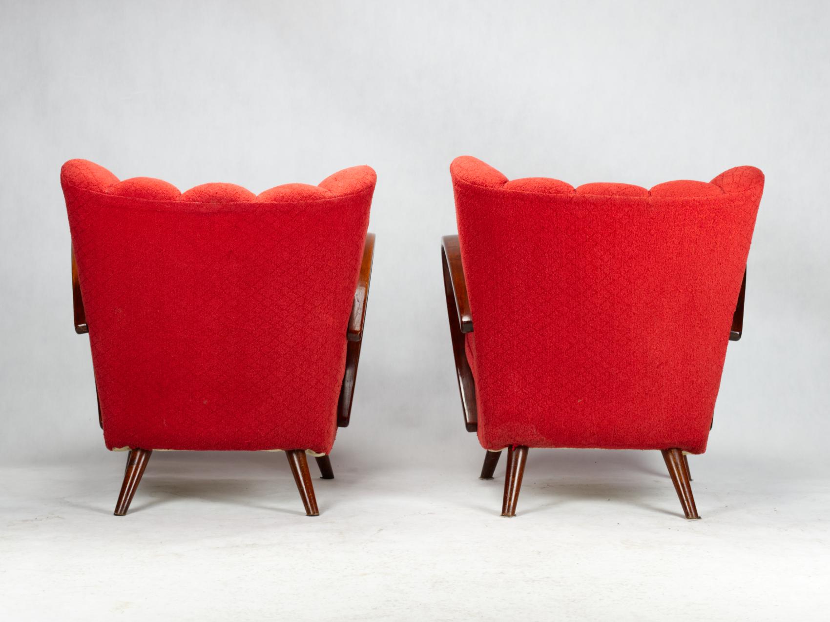 Czech Pair of Lounge Chairs by Jindrich Halabala, 1950s