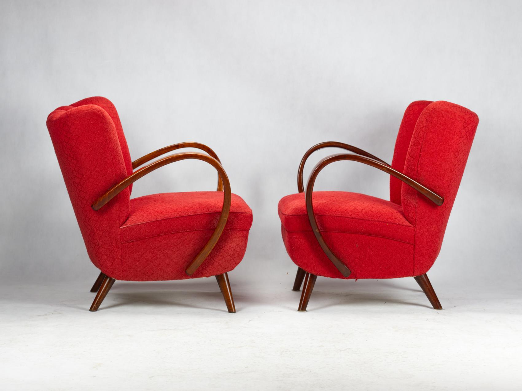 Pair of Lounge Chairs by Jindrich Halabala, 1950s In Good Condition In Lucenec, SK
