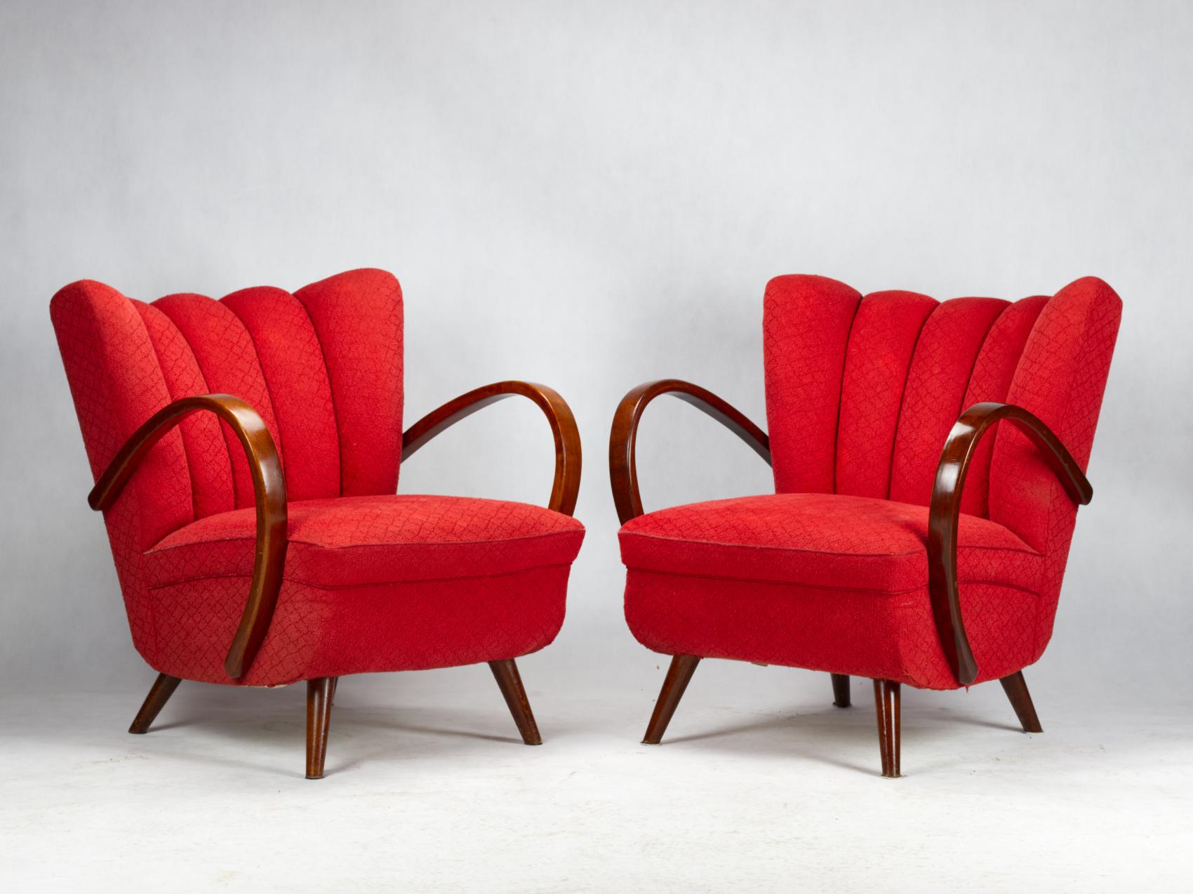20th Century Pair of Lounge Chairs by Jindrich Halabala, 1950s