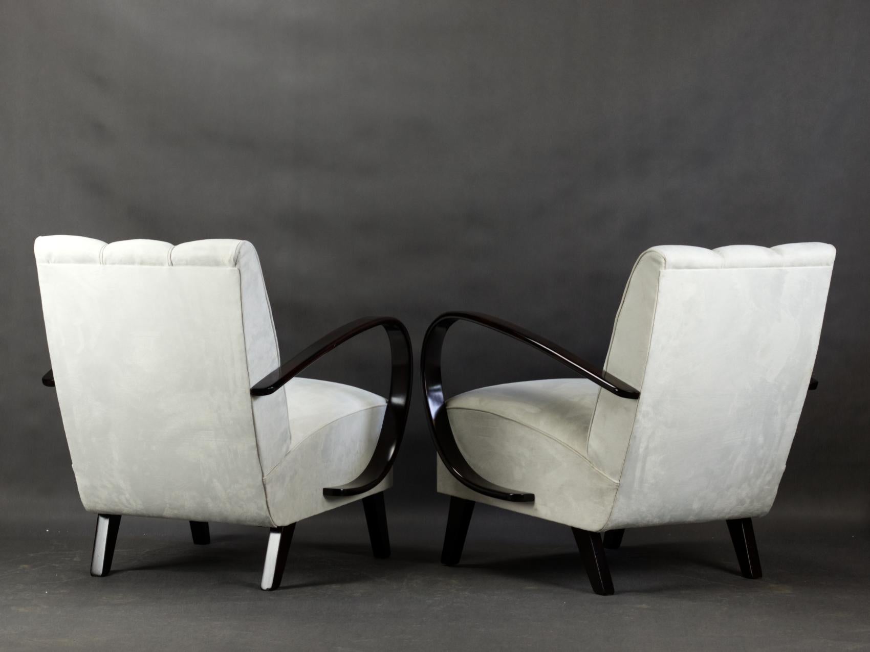 Upholstery Pair of Armchairs by Jindrich Halabala, 1950s For Sale
