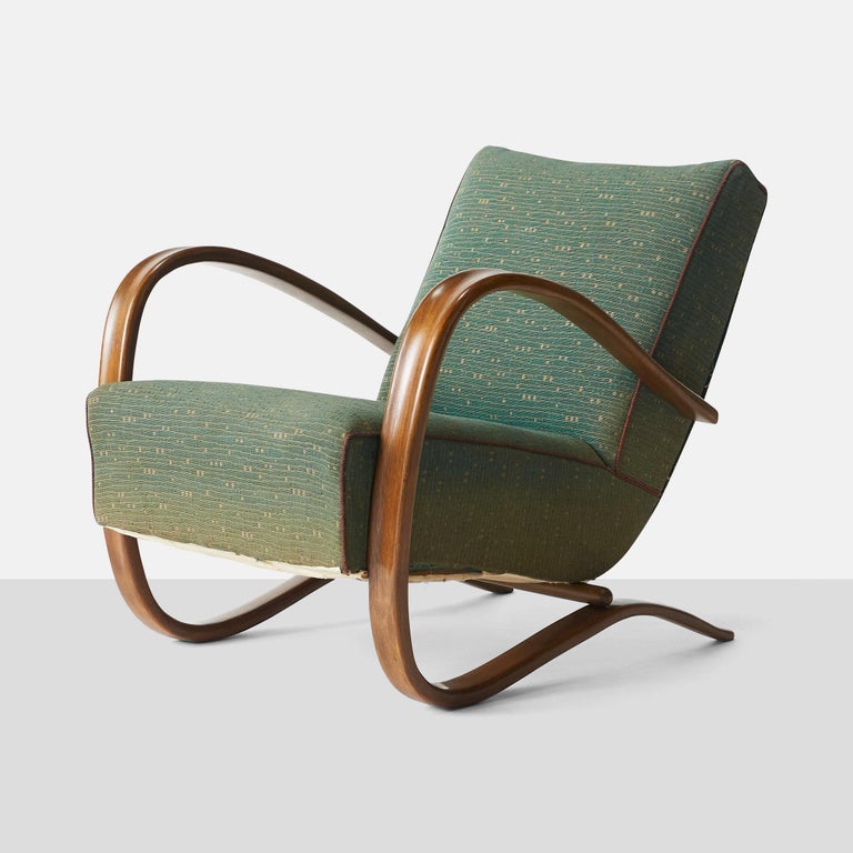 Modern Pair of Lounge Chairs by Jindrich Halabala For Sale