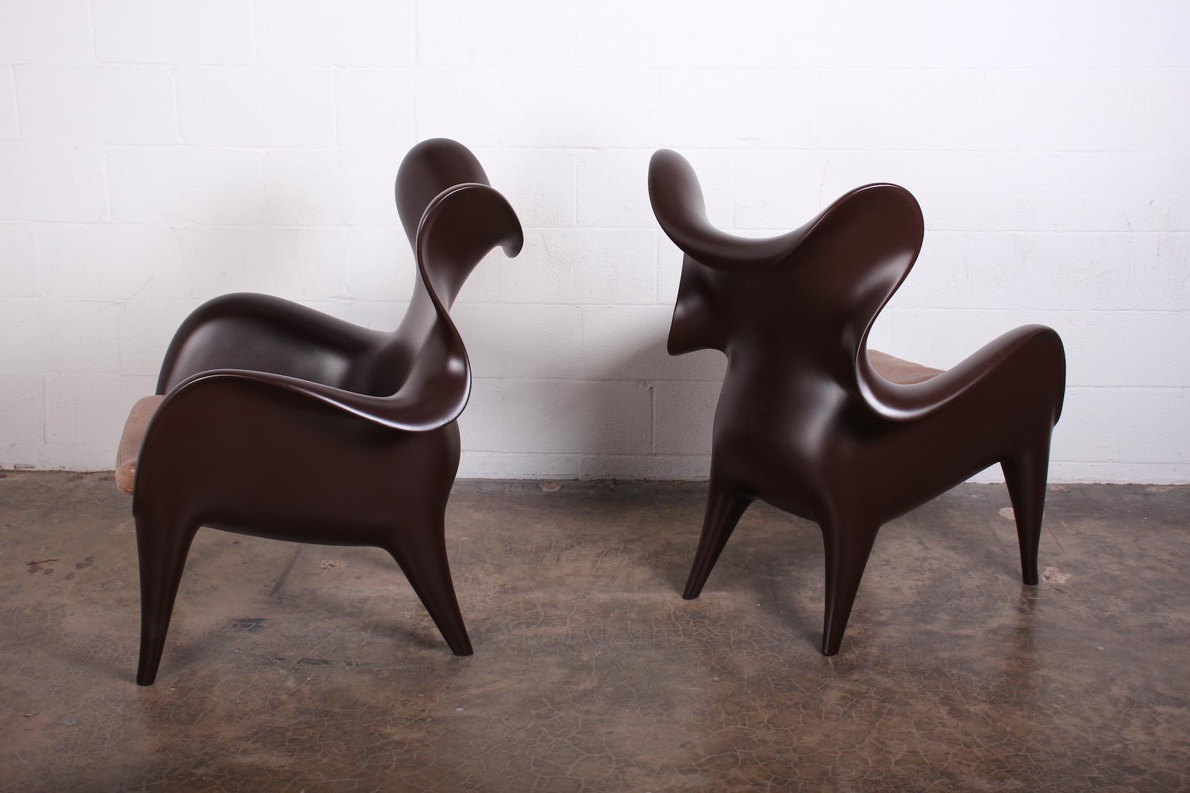 Pair of Lounge Chairs by Jordan Mozer In Good Condition For Sale In Dallas, TX