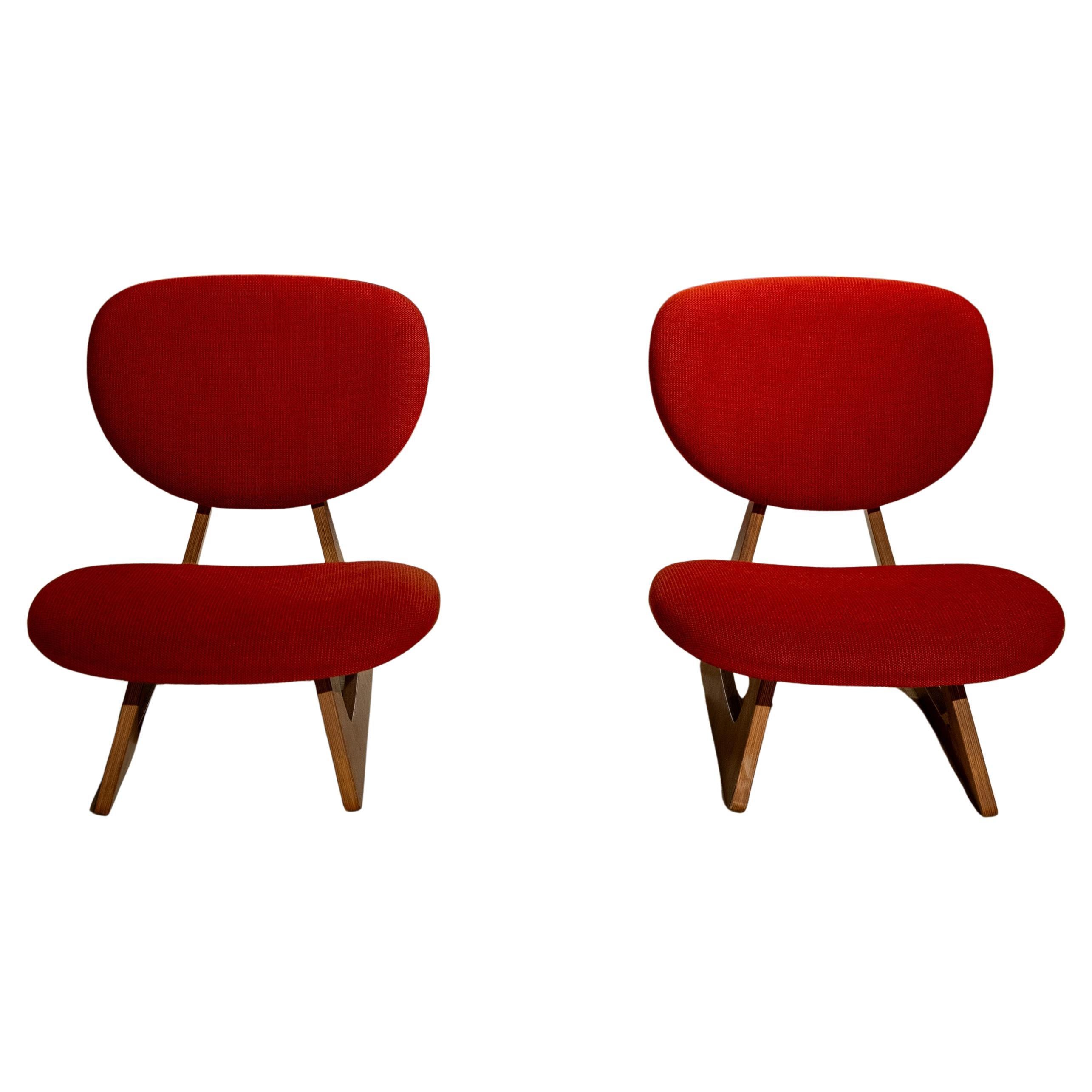 Pair of Lounge Chairs, by Junzo Sakakura and  Daisaku Cho, Japan 1970s