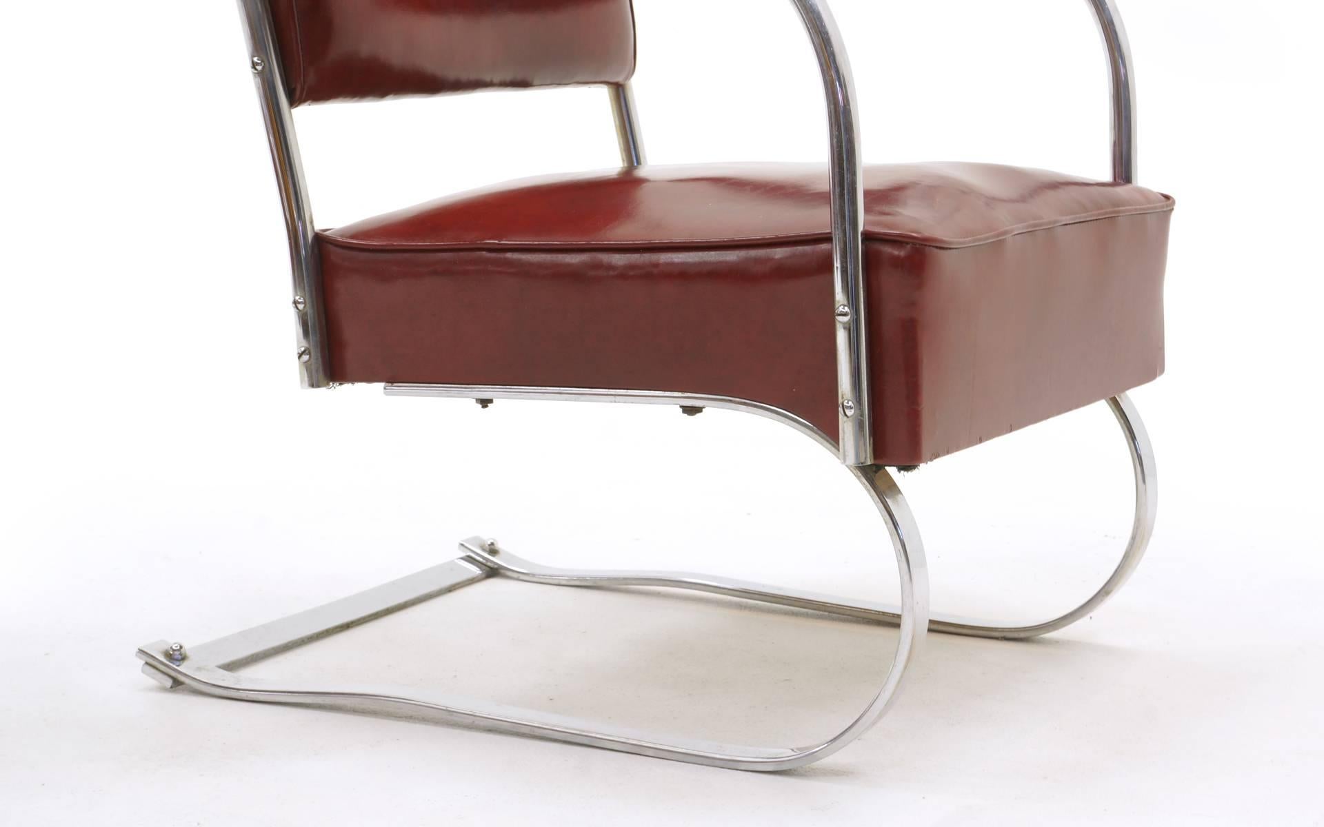 Chrome Pair of Lounge Chairs by KEM Weber for Lloyd, Amazing Original Condition