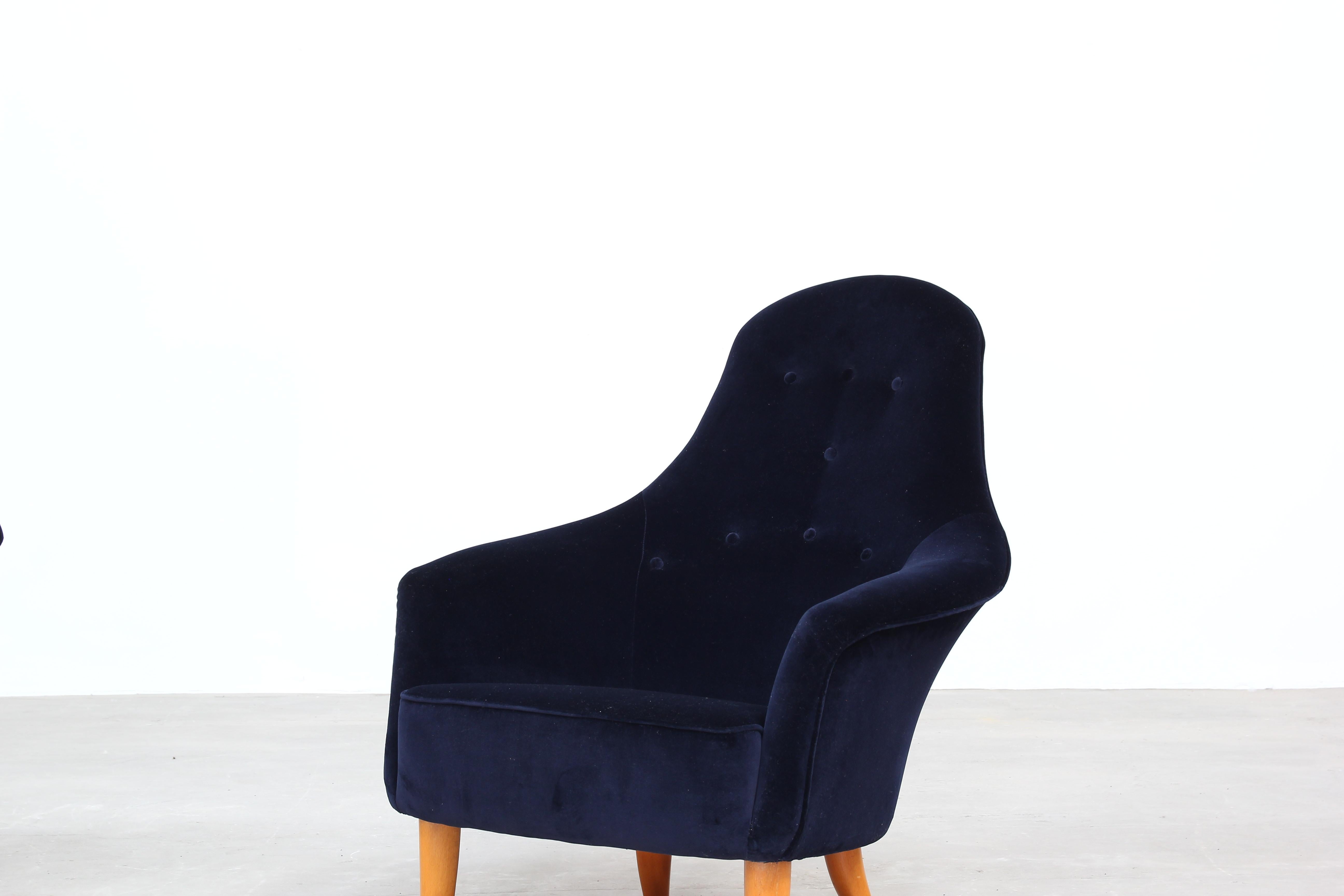 20th Century Pair of Danish Lounge Chairs by Kerstin Holmquist for Nordiska New Upholstery