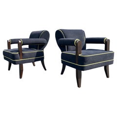 Pair of Lounge Chairs by Larry Laslo for Directional, Art Deco Style