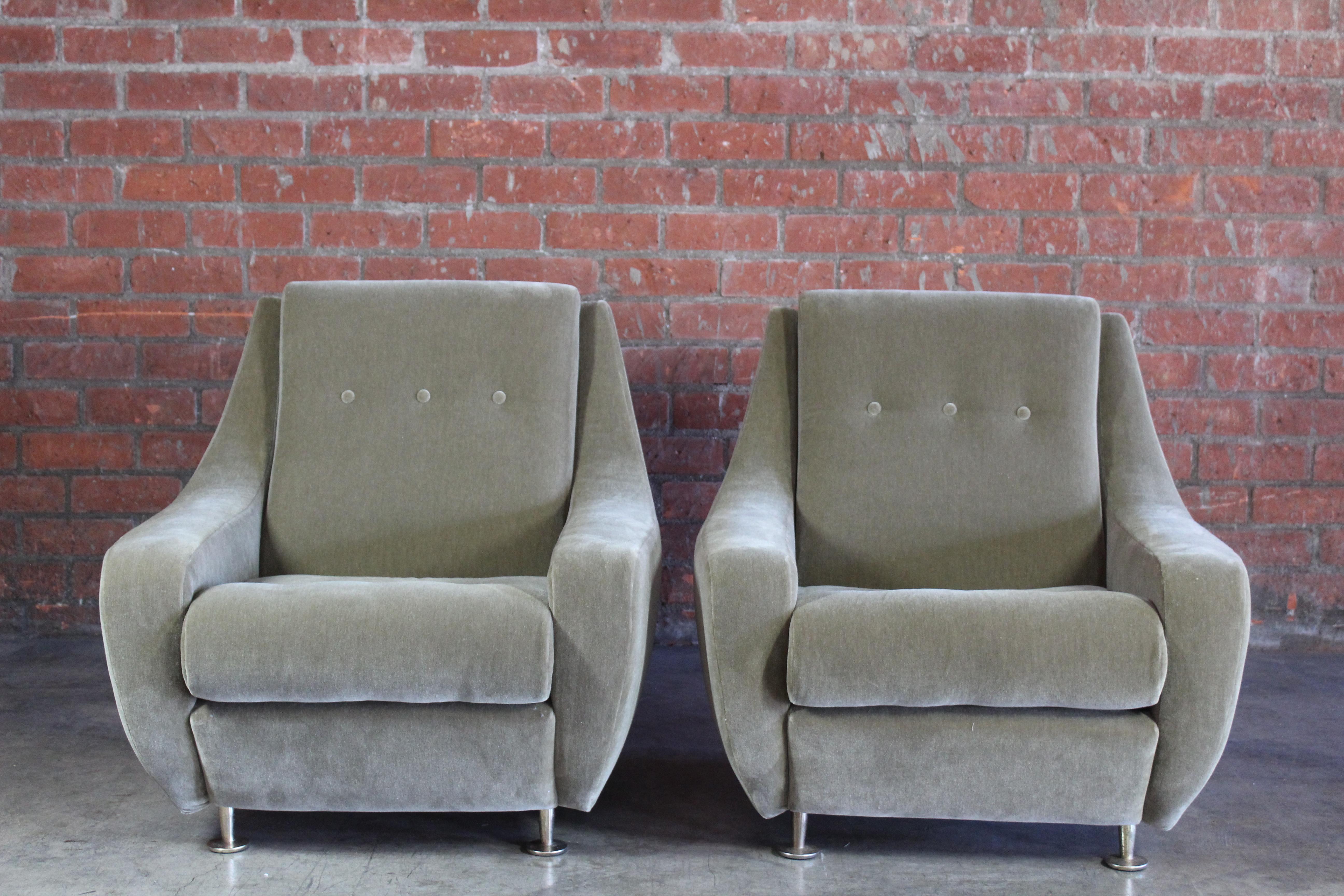 Steel Pair of Lounge Chairs in the Style of Marco Zanuso for Arflex, Italy, 1960s