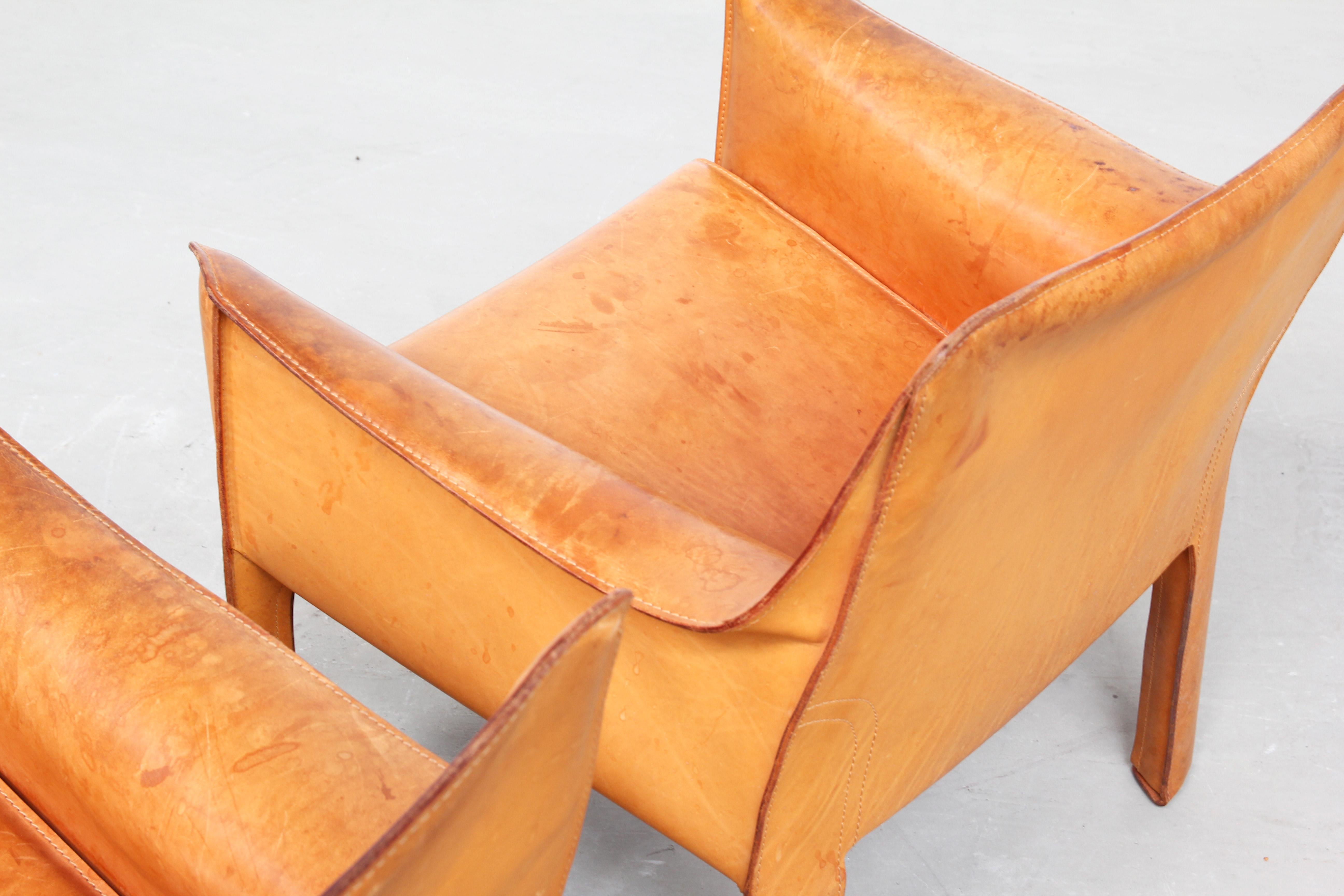 Pair of Lounge Chairs by Mario Bellini for Cassina Italy 1980s Leather 2