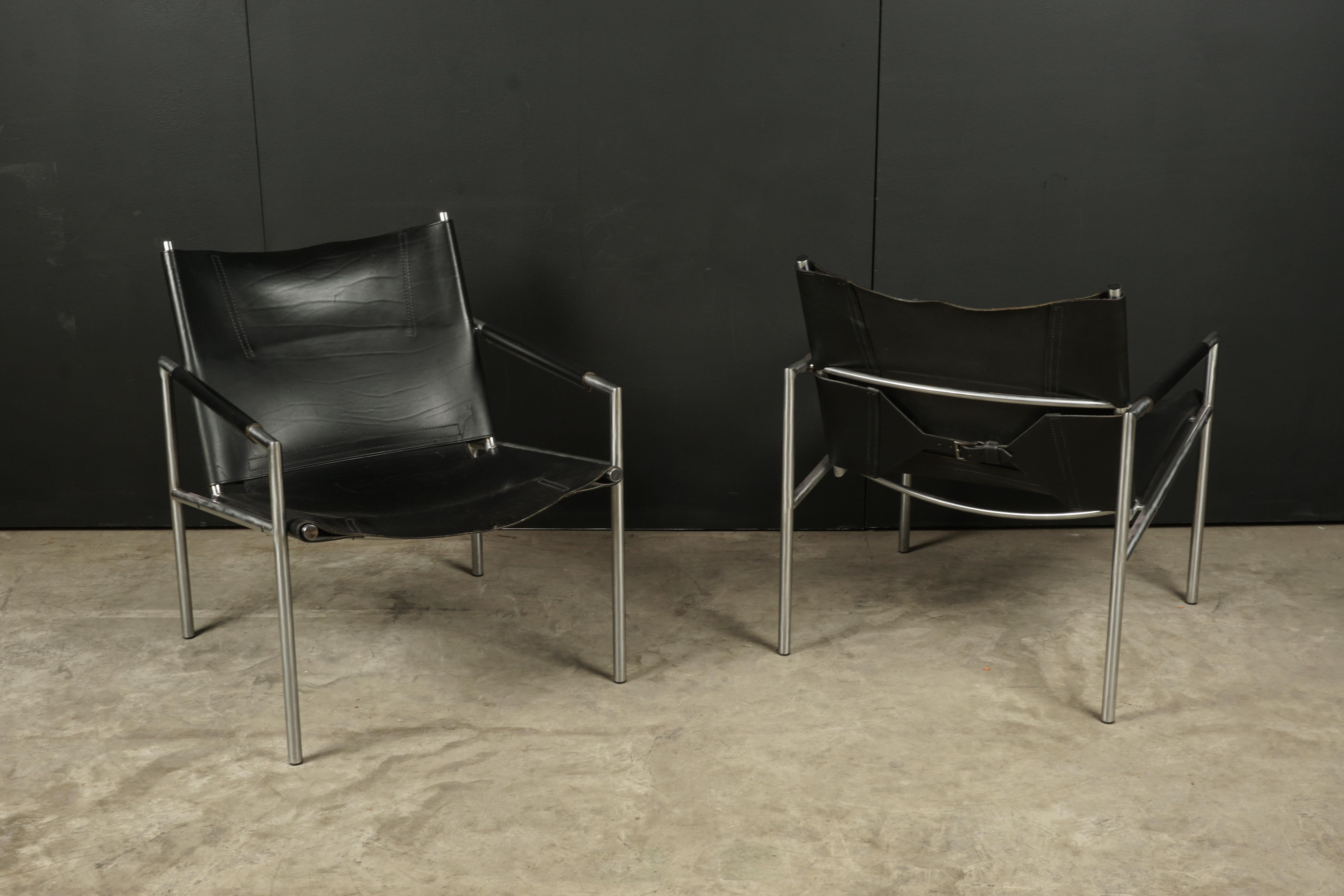 Dutch Leather Lounge Chairs by Martin Visser, Model 'SZ02' for 't Spectrum Bergeijk