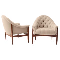 Vintage Pair of Tufted Chairs by Milo Baughman
