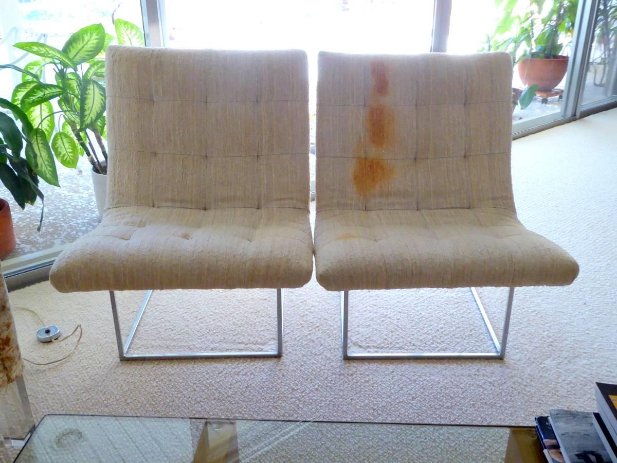 Plated Pair of Lounge Chairs by Milo Baughman for Thayer Coggin For Sale