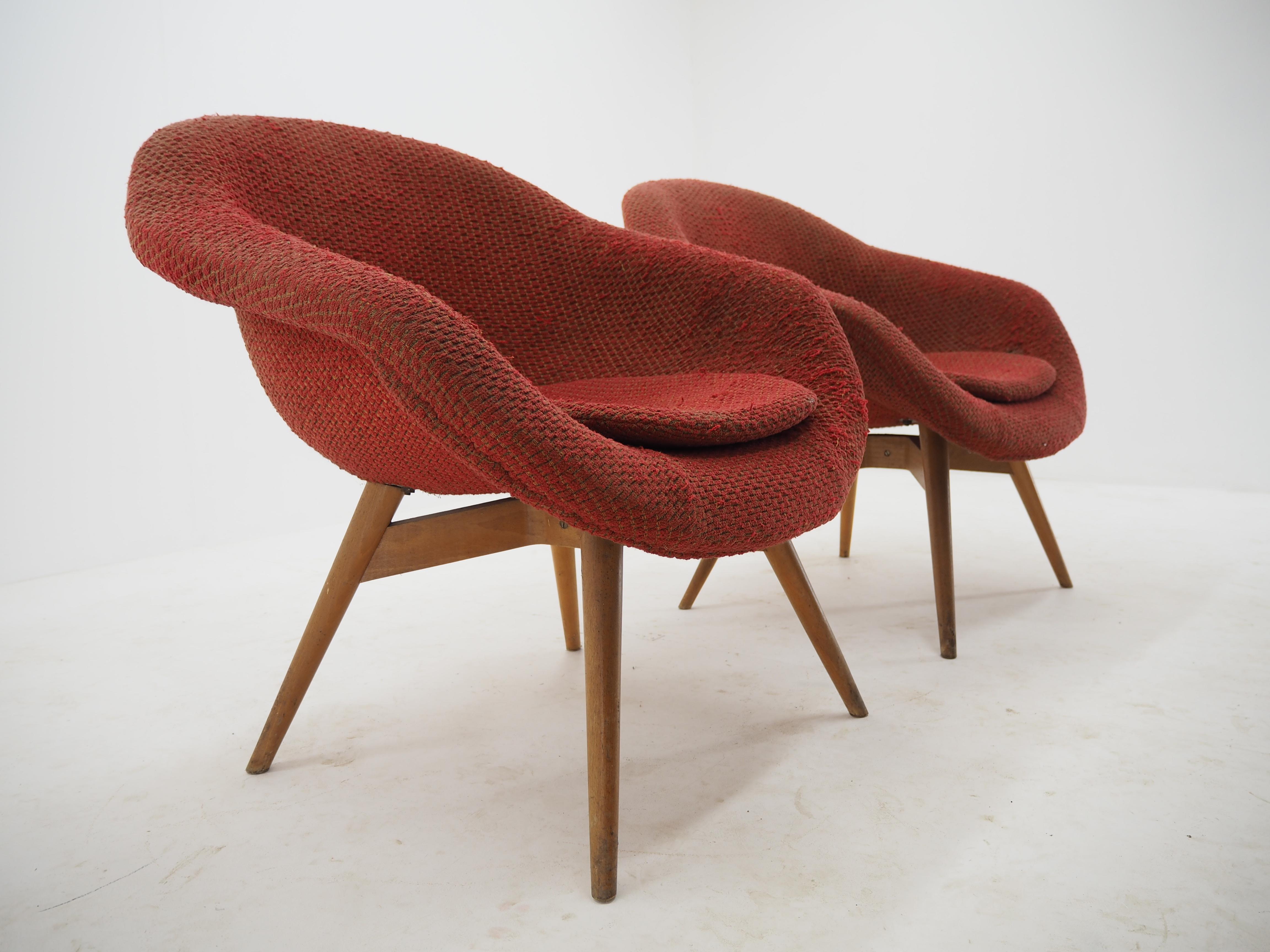 Mid-Century Modern Pair of Lounge Chairs by Miroslav Navratil, 1960s