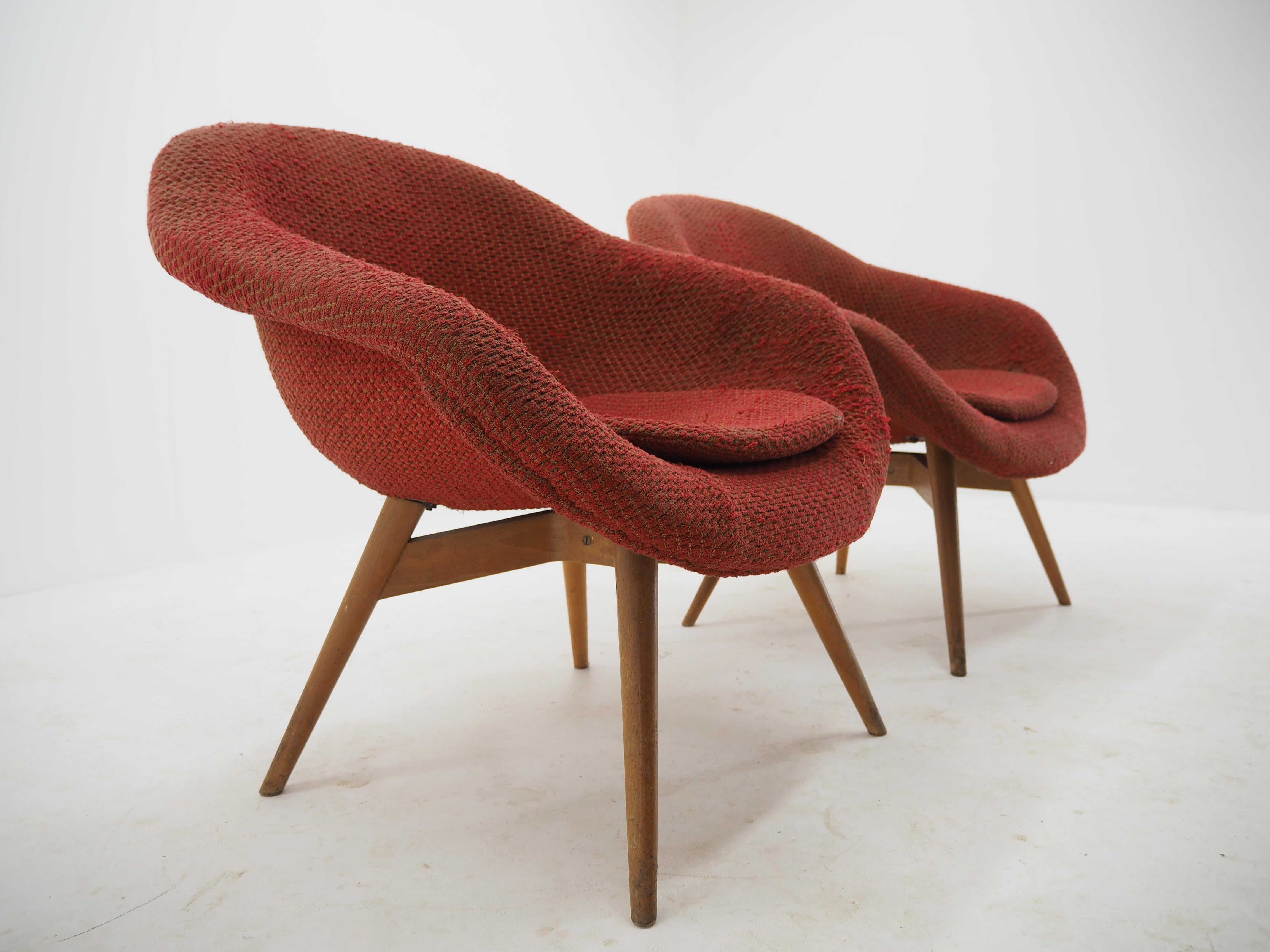 Czech Pair of Lounge Chairs by Miroslav Navratil, 1960s