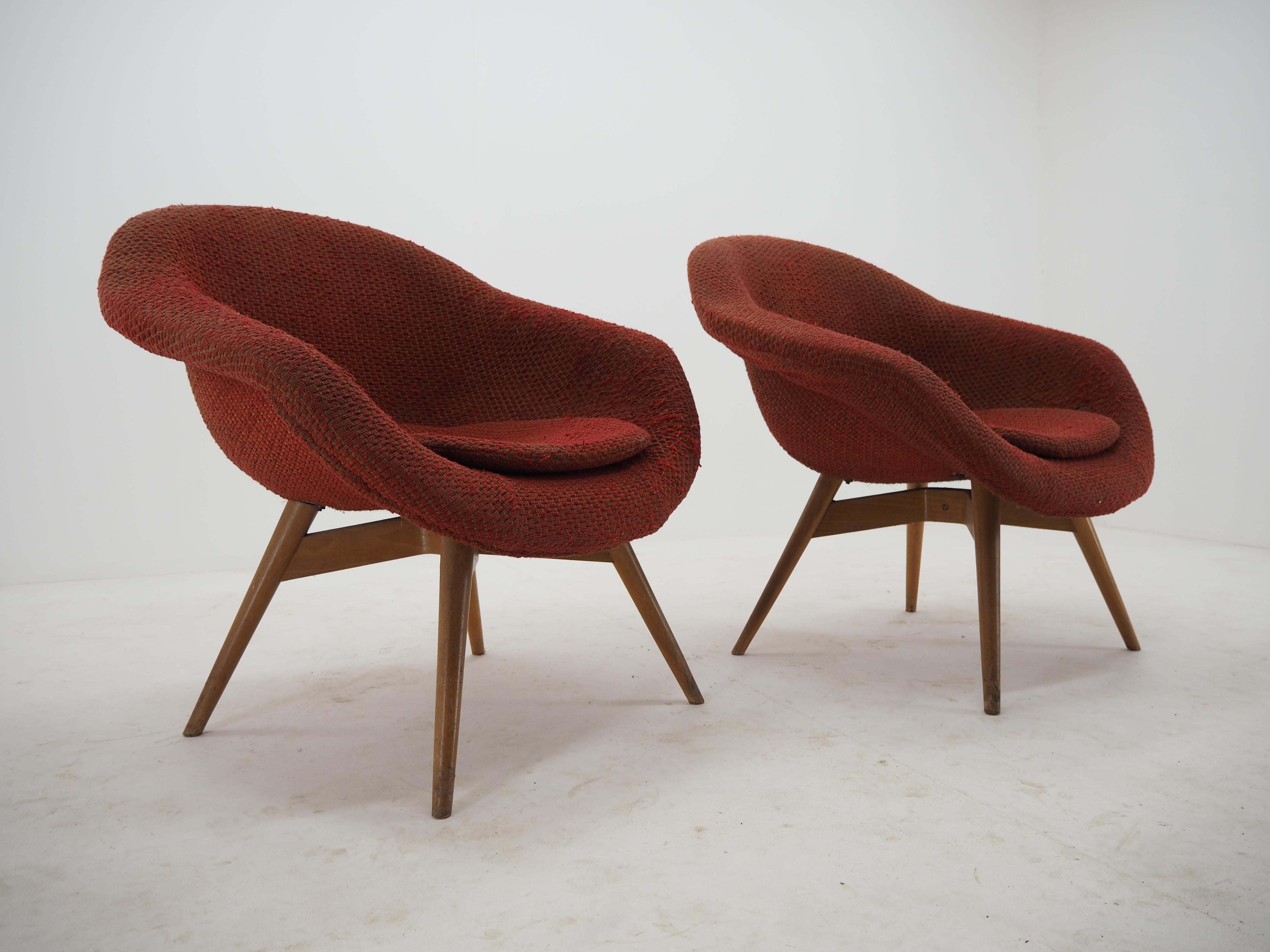 Wood Pair of Lounge Chairs by Miroslav Navratil, 1960s
