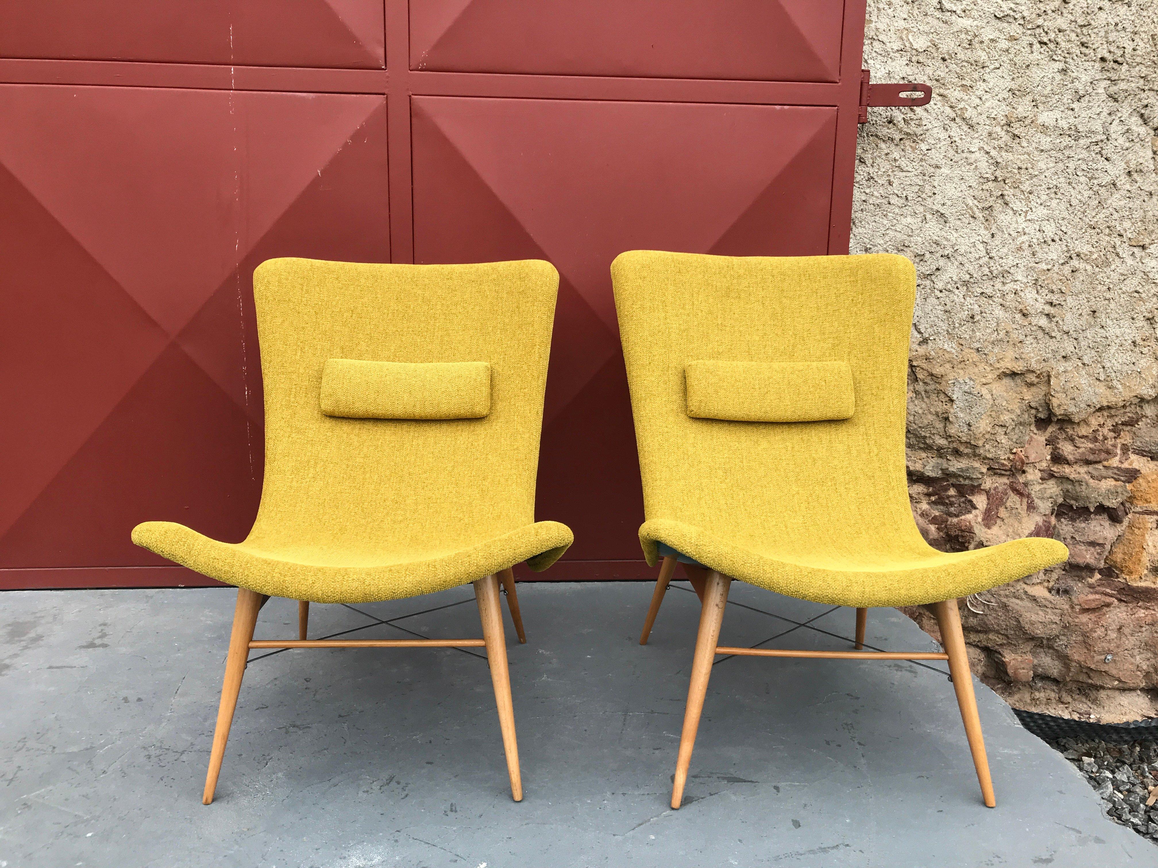 Pair of Lounge Chairs by Miroslav Navratil for Český Nábytek, 1959 4