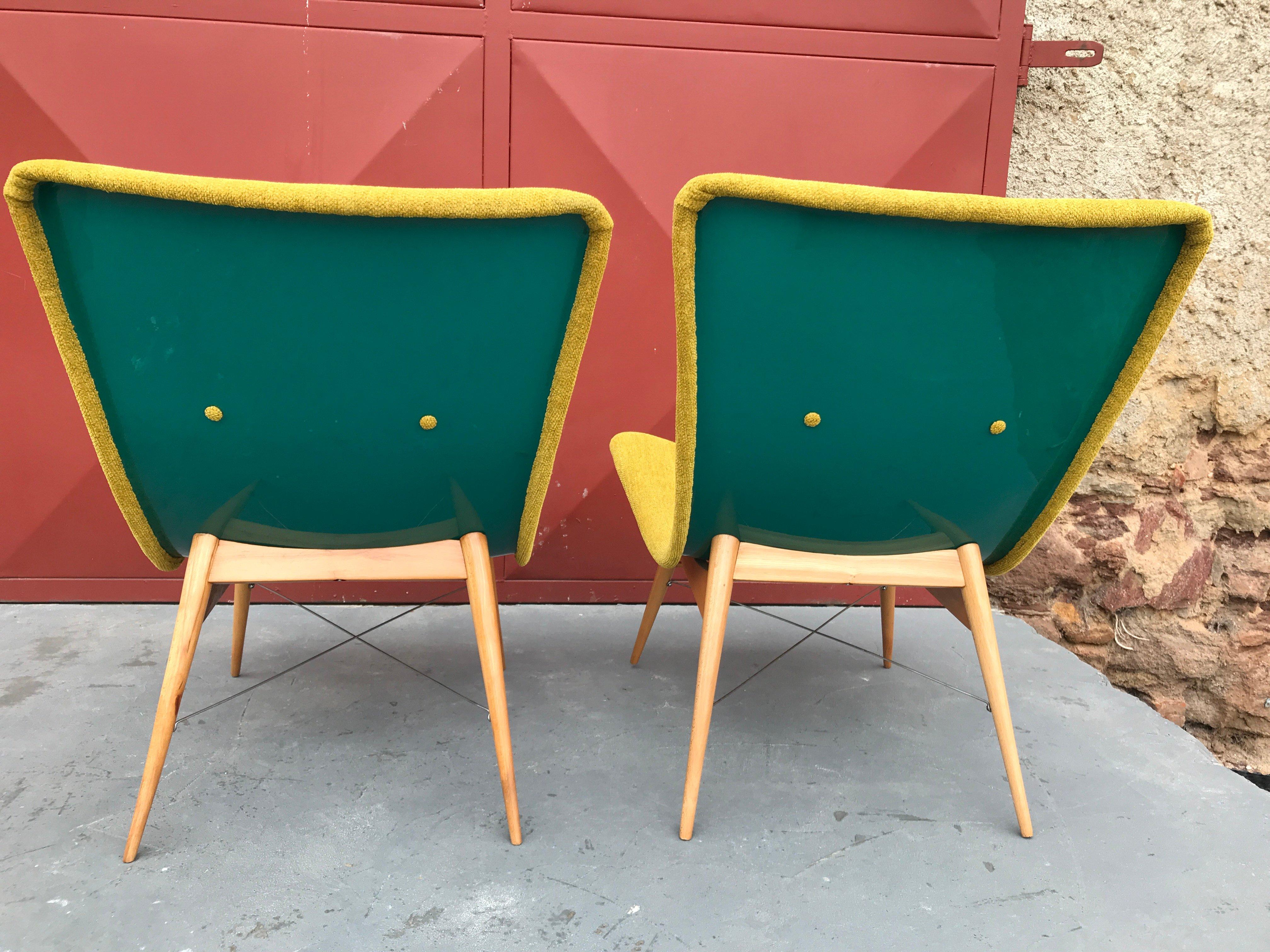 Pair of Lounge Chairs by Miroslav Navratil for Český Nábytek, 1959 7