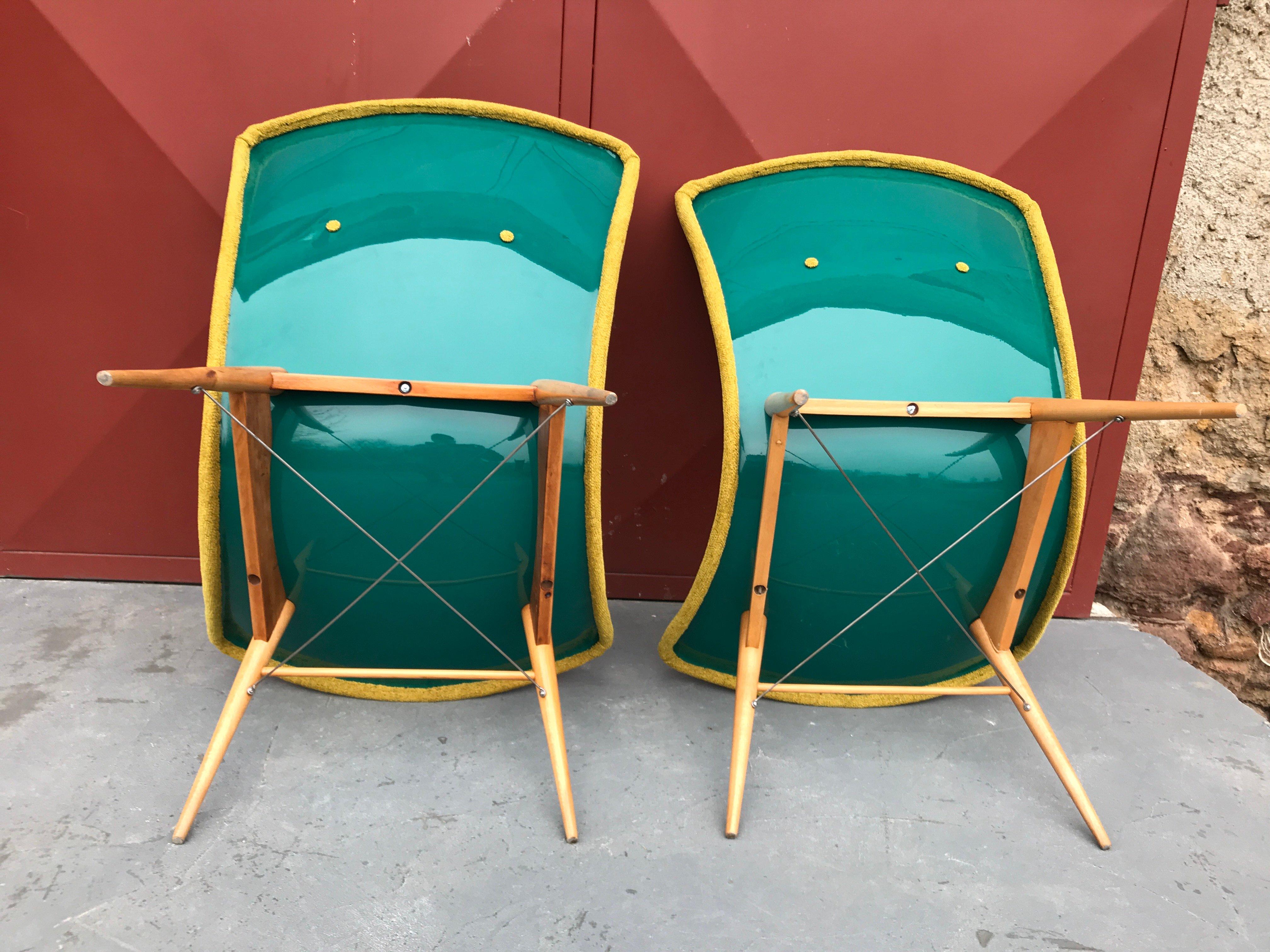 Pair of Lounge Chairs by Miroslav Navratil for Český Nábytek, 1959 10