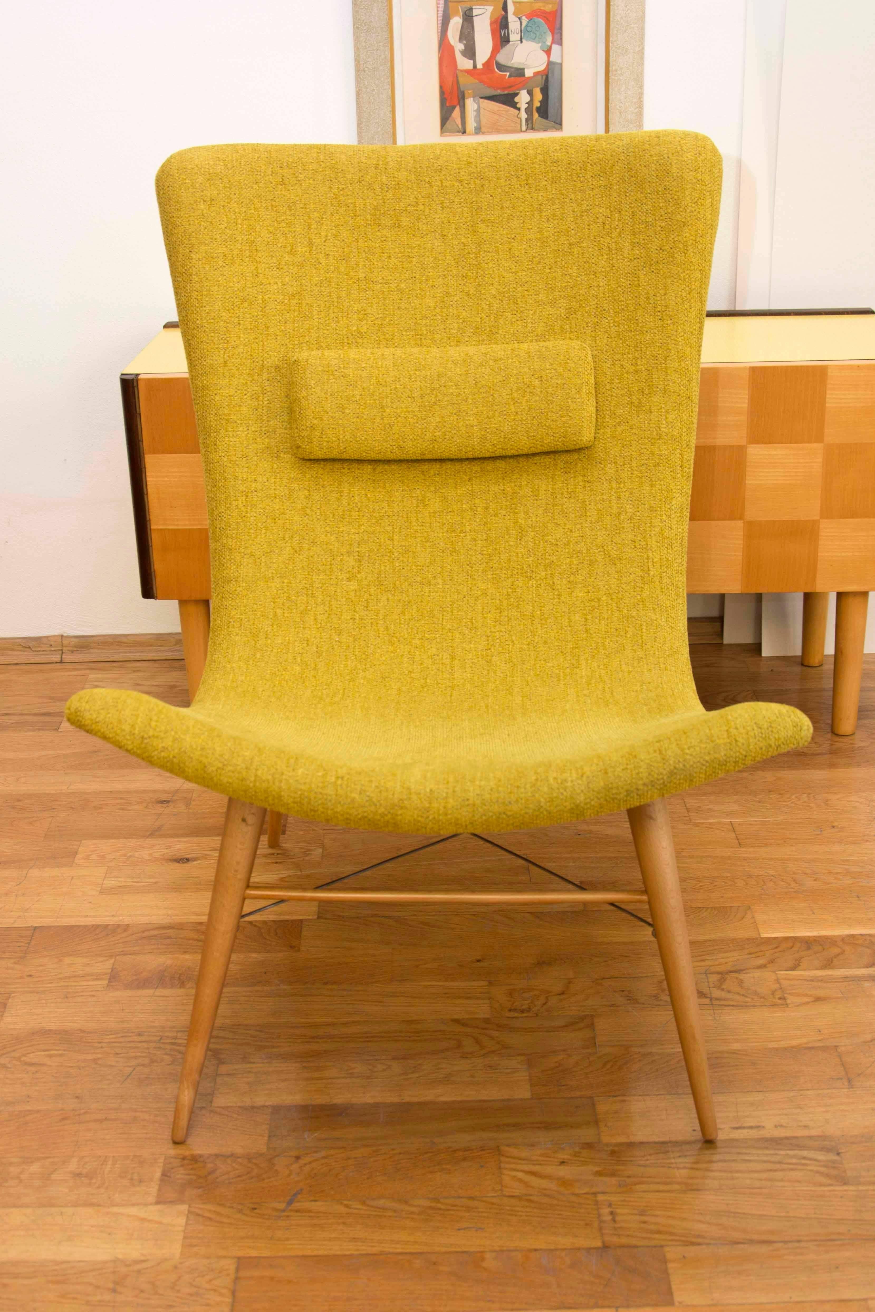 Laminated Pair of Lounge Chairs by Miroslav Navratil for Český Nábytek, 1959
