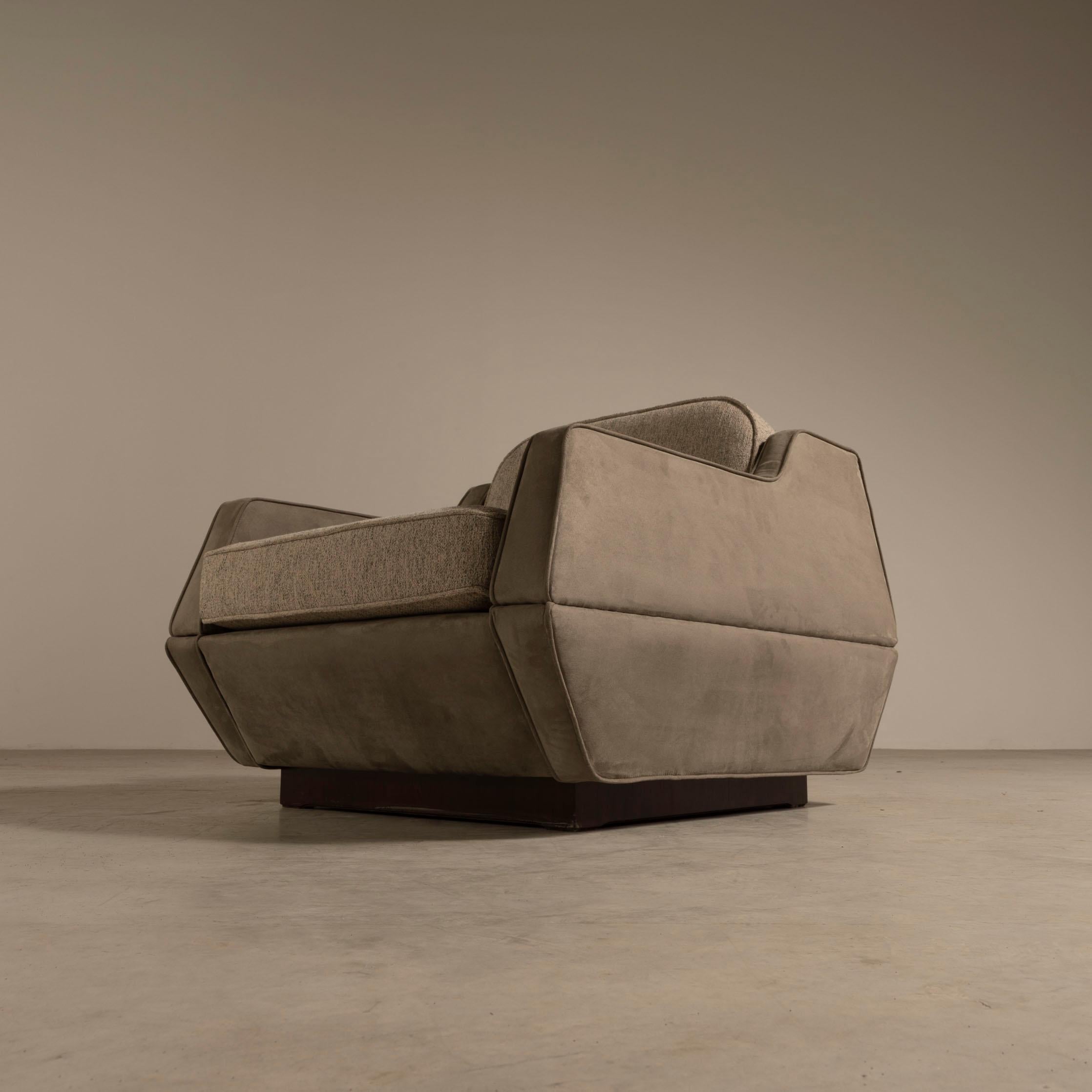 Tissu Paire de chaises longues par Móveis Cimo, 1960''s, design brésilien du milieu du siècle dernier en vente