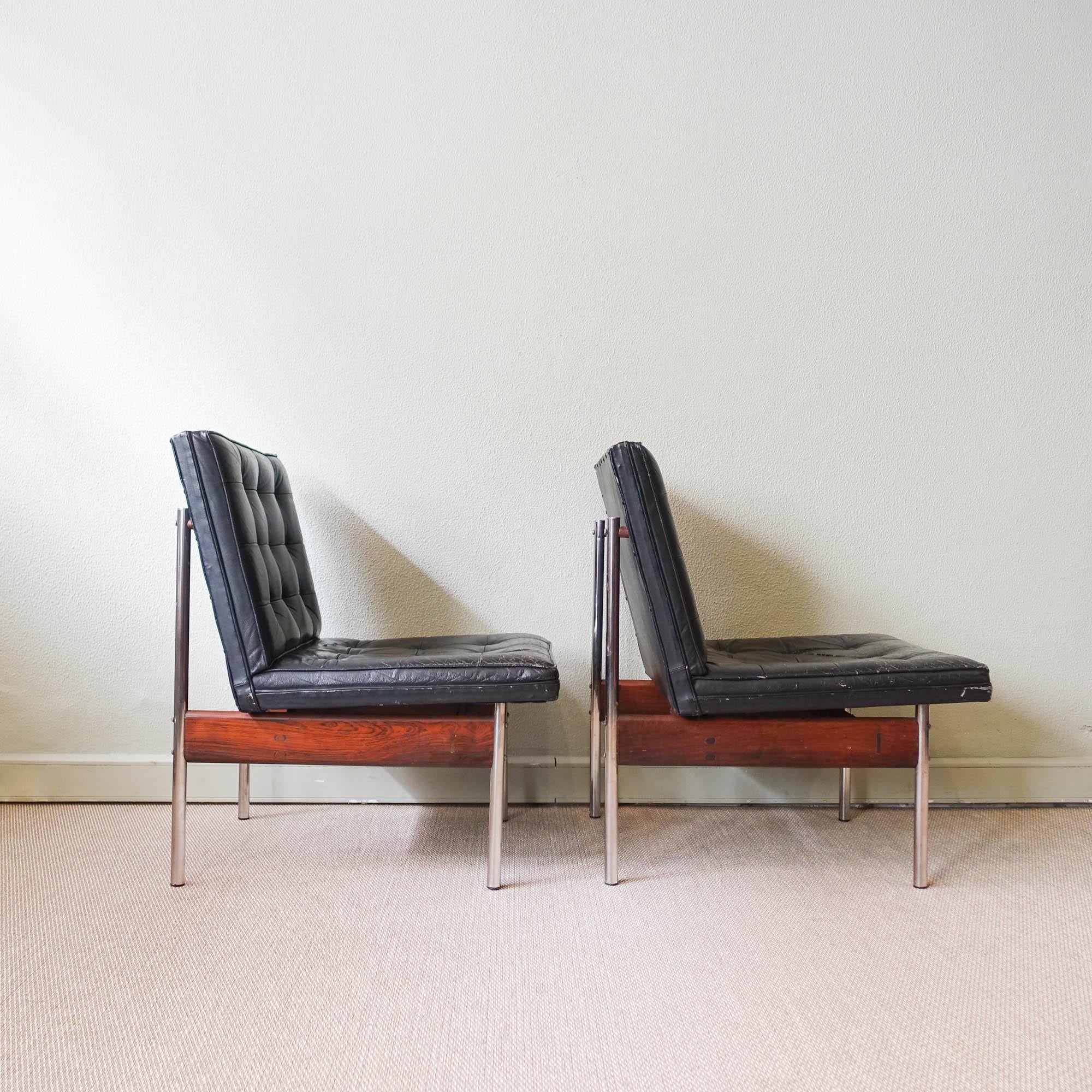 Metal Pair of Lounge Chairs by Móveis Cimo, 1970's For Sale