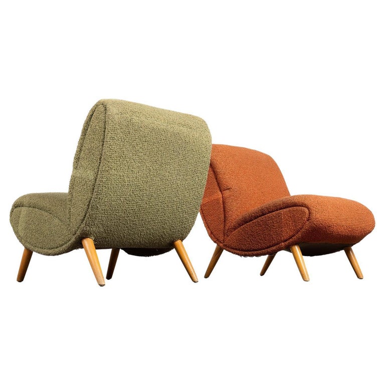 Pair of Lounge Chairs by Normann Bel Geddes, Mid-Century Modern, 1949, USA For Sale