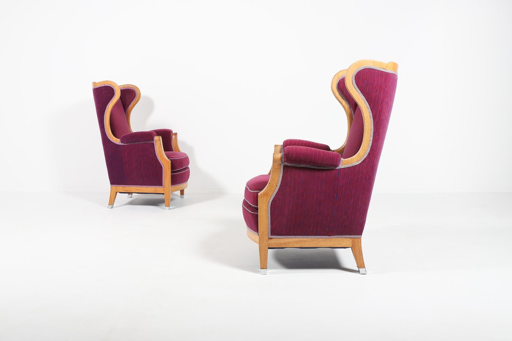 Scandinave moderne Paire de chaises longues par Oscar Nilsson, Suède, années 1960 en vente