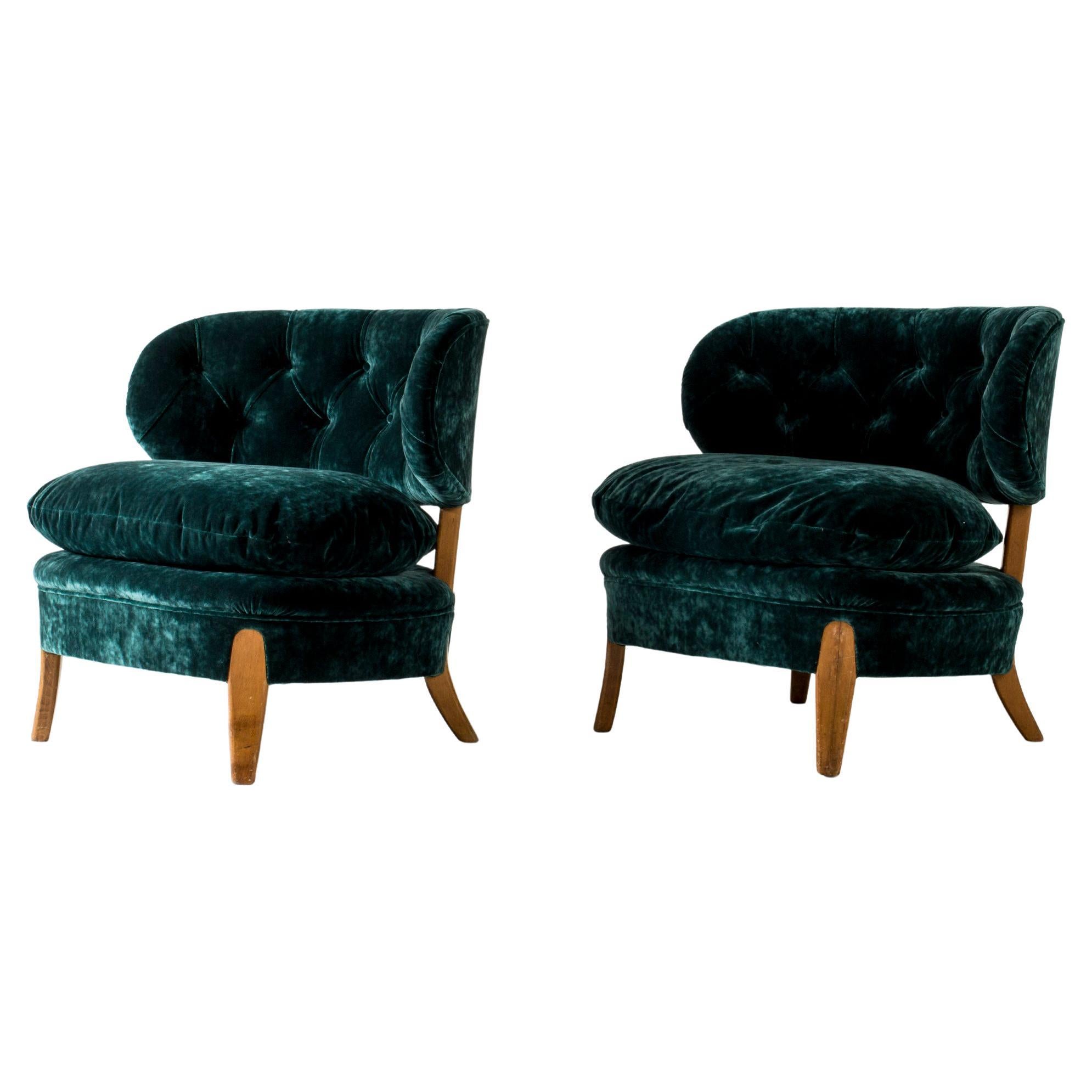 Pair of Lounge Chairs by Otto Schulz, Boet, Sweden, 1940s For Sale