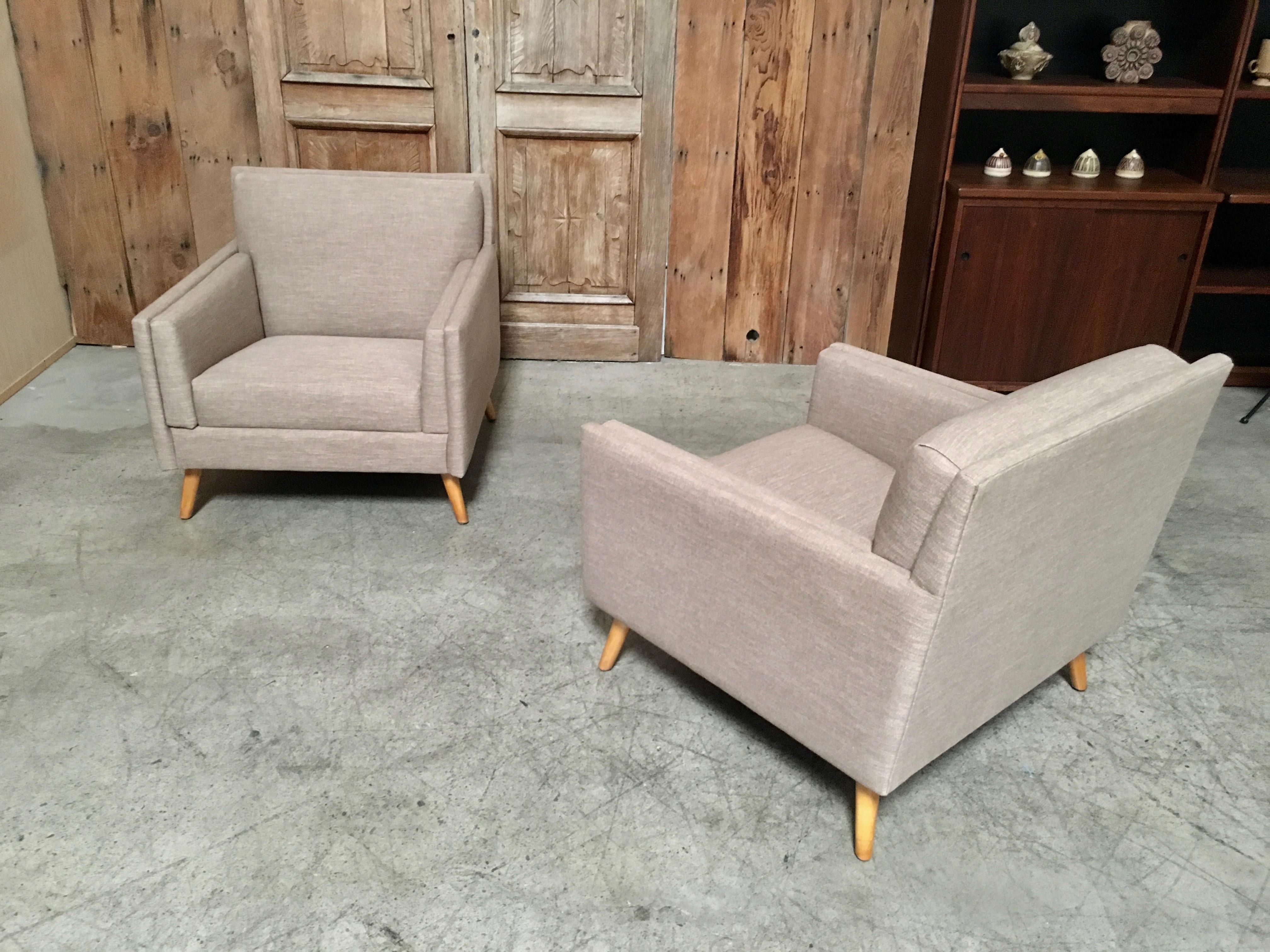 Upholstery Pair of Lounge Chairs by Paul McCobb