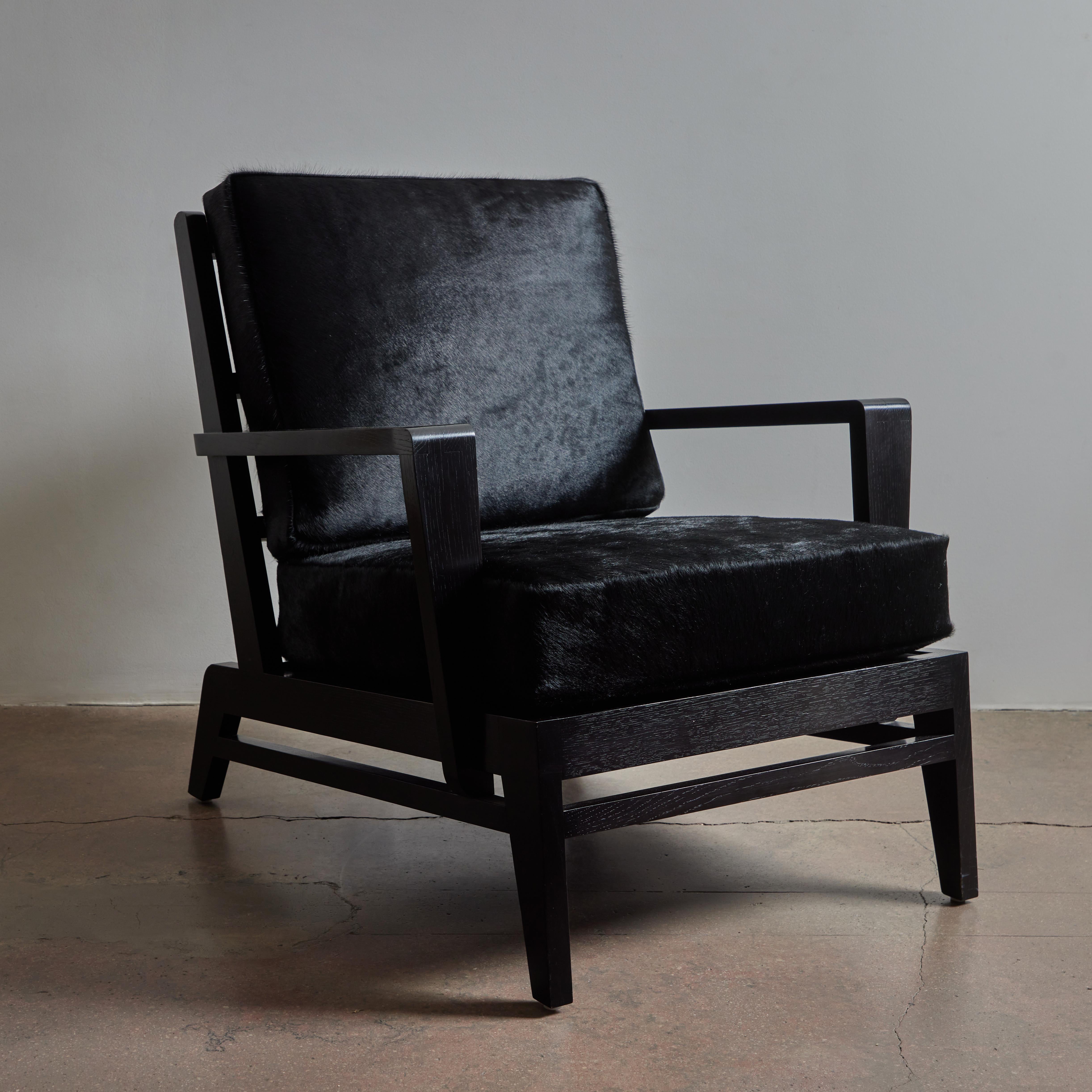 Ebonized Pair of Lounge Chairs by René Gabriel For Sale