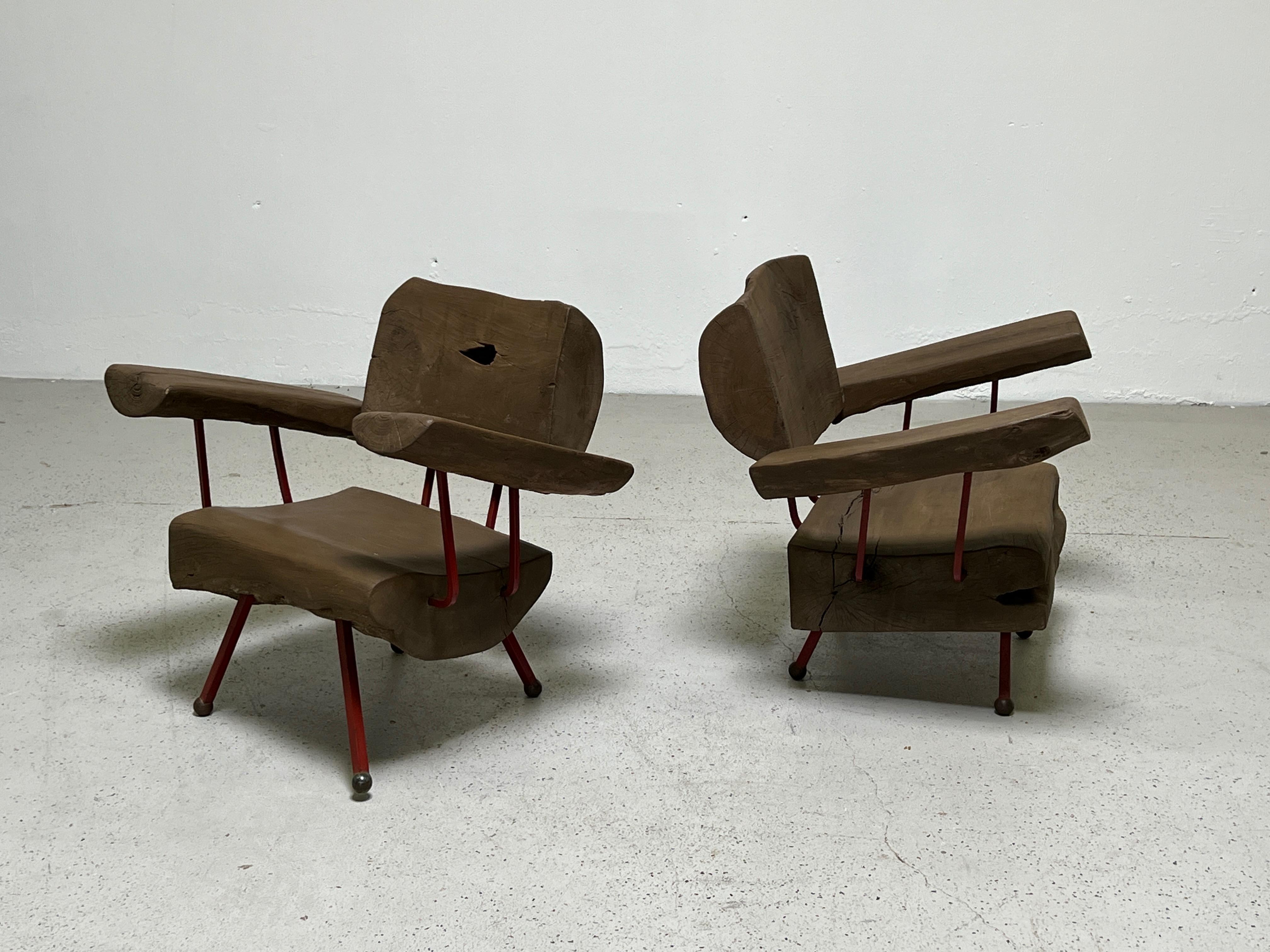 Bois Paire de fauteuils de salon par Sabena du Mexique en vente