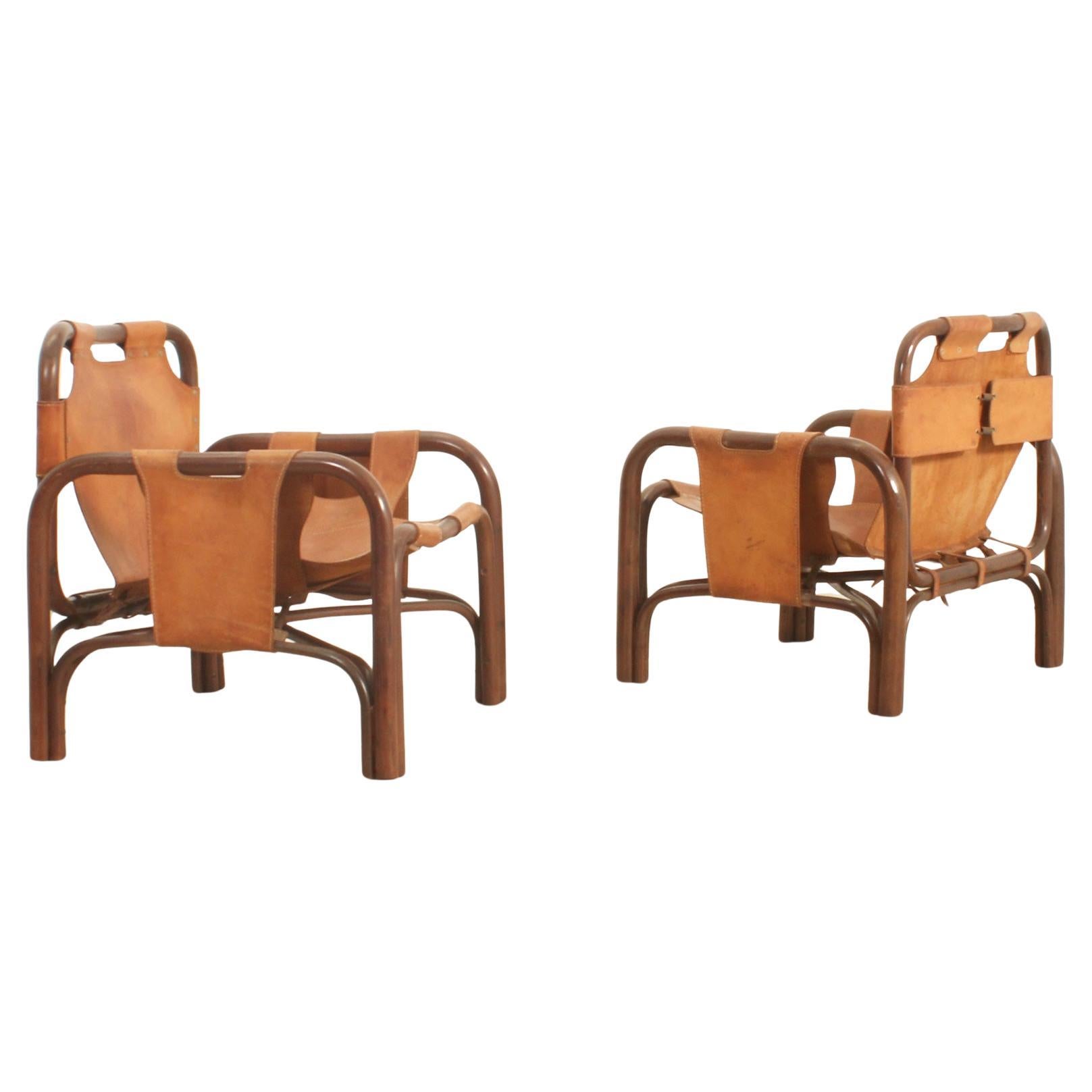 Paar Loungesessel von Tito Agnoli für Bonacina, Italien, 1960er Jahre