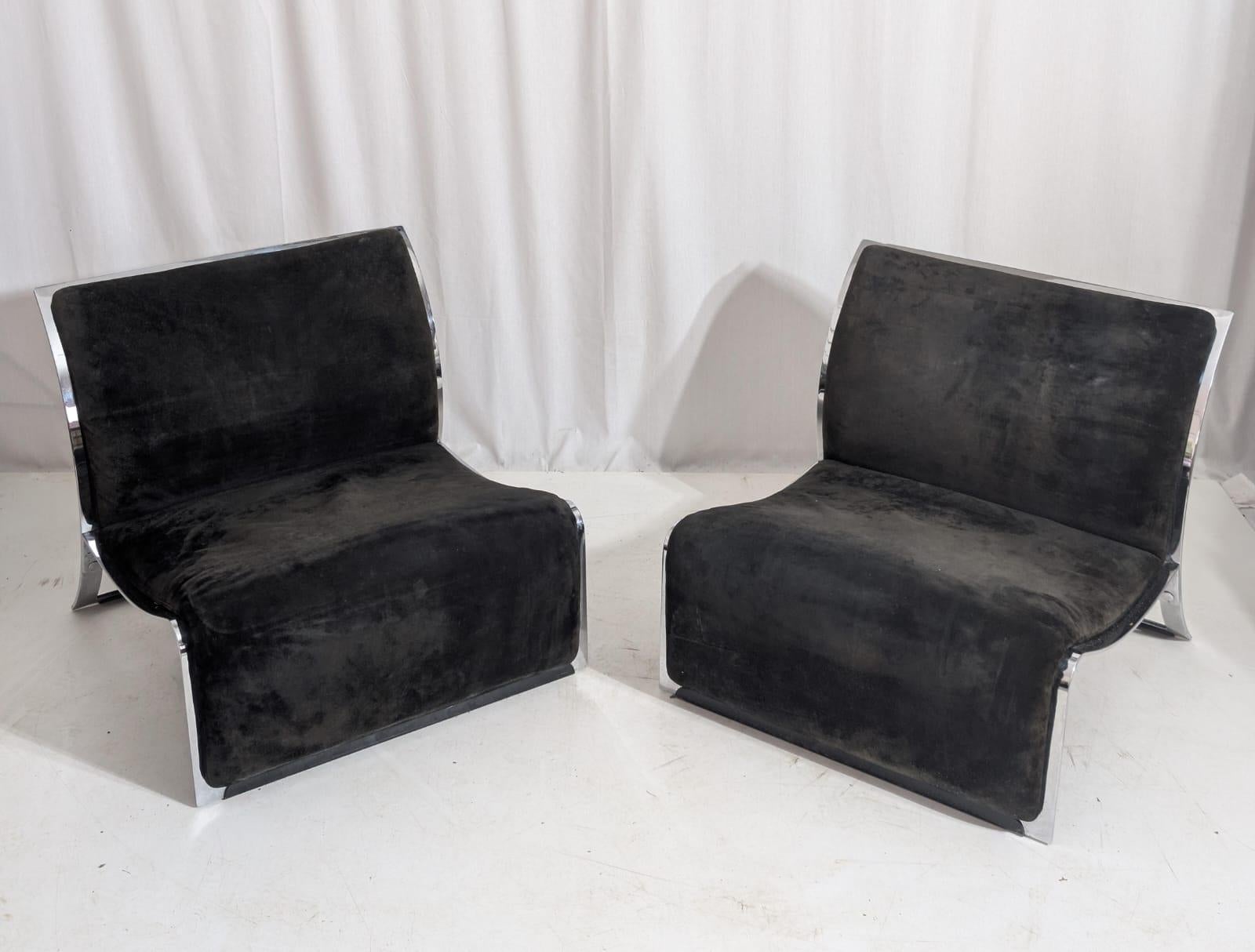 Mid-Century Modern Pair of Lounge Chairs by Vittorio Introini for Saporiti, 1960s en vente