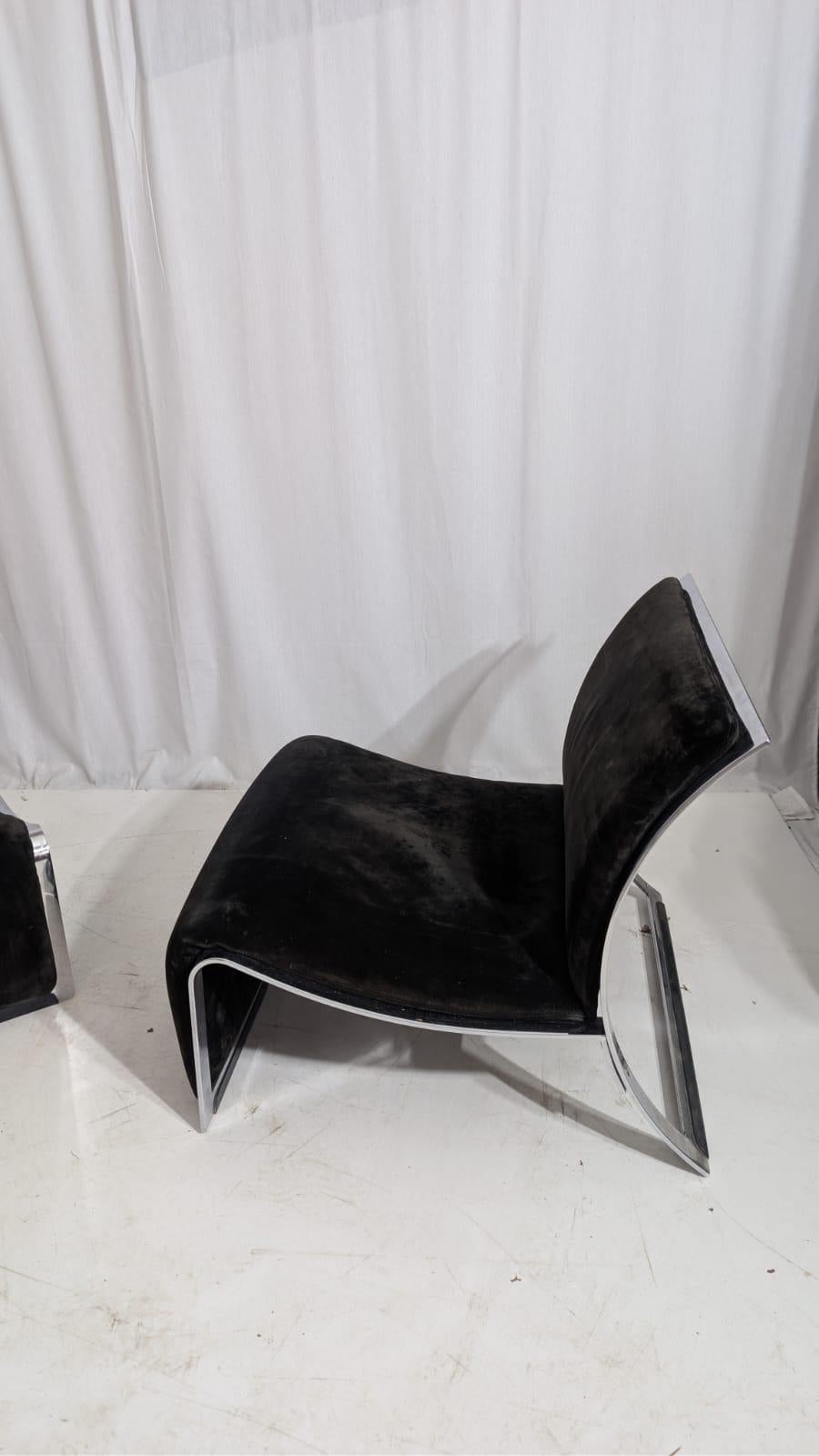 Acier Pair of Lounge Chairs by Vittorio Introini for Saporiti, 1960s en vente