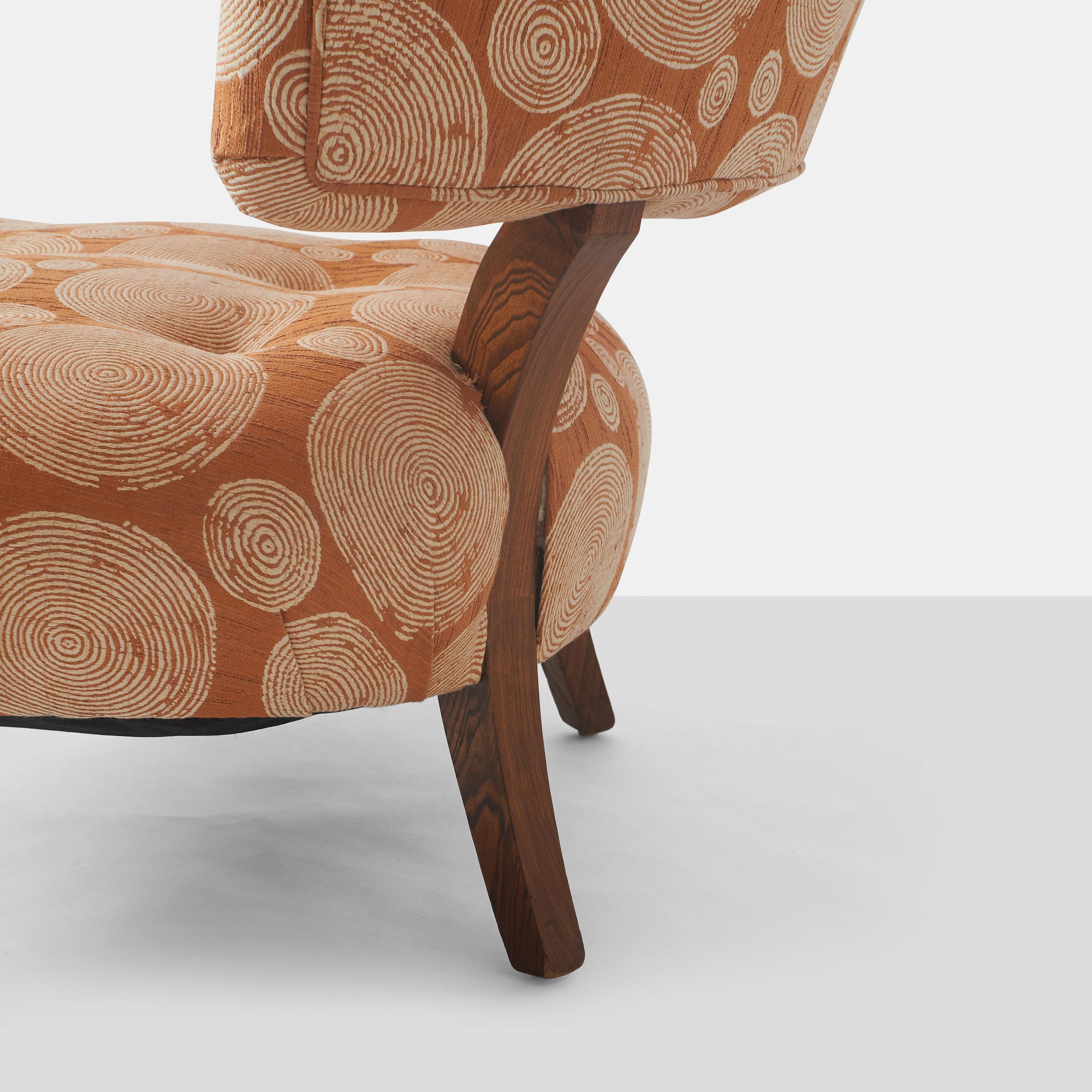 Upholstery Pair of Lounge Chairs by William 