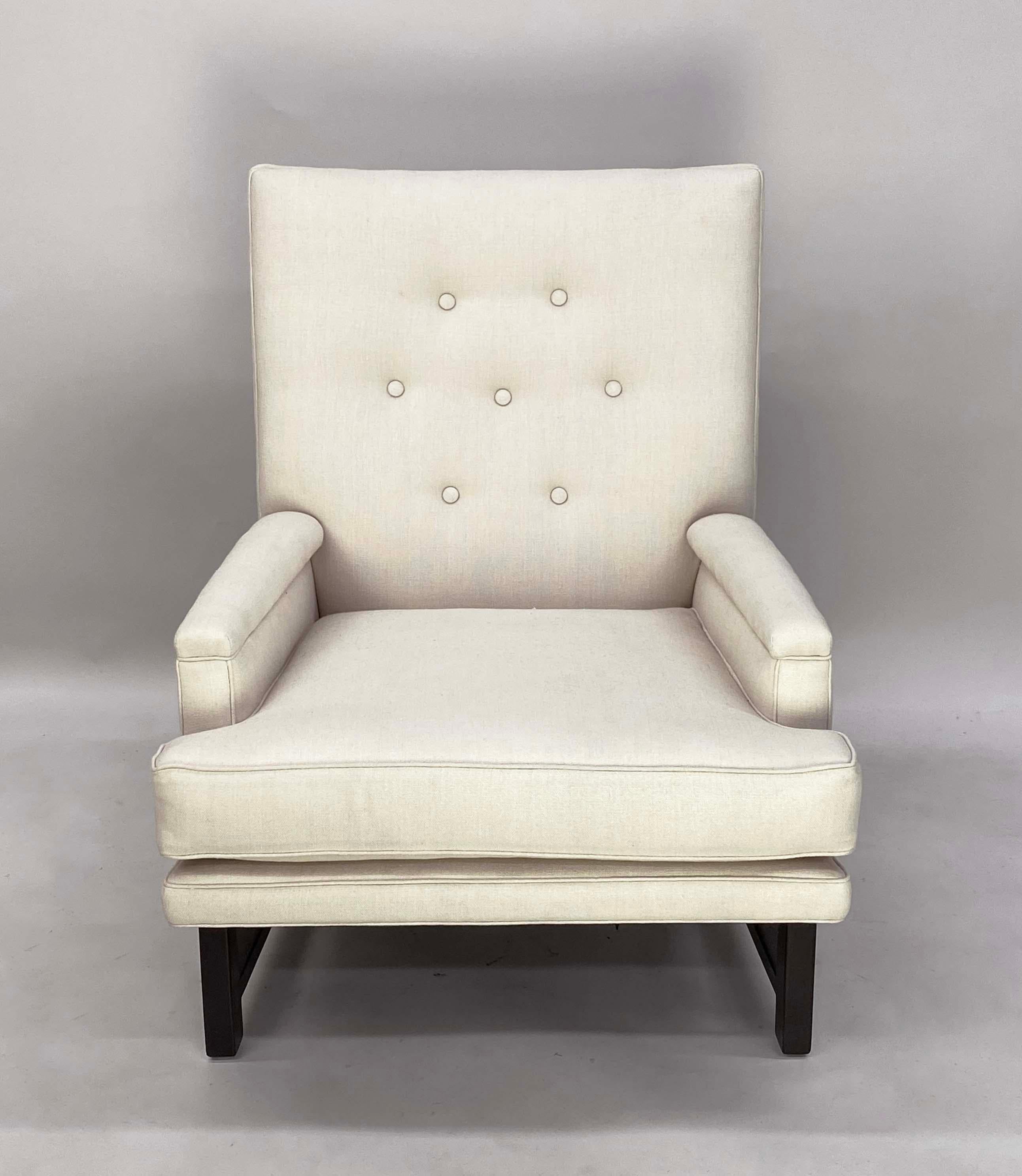 Pareja de tumbonas diseñadas por Edward Wormley para Dunbar Janus Collection Tapicería en venta