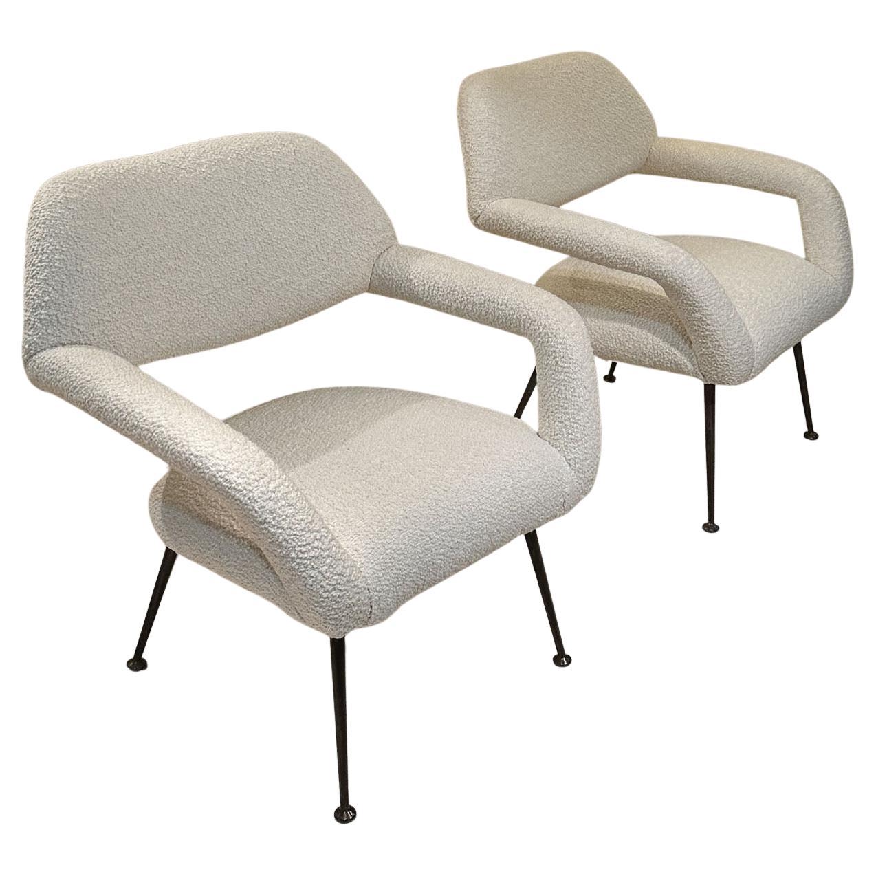 Pair of Lounge chairs Gastone Rinaldi Italy 1954 upholstered in Pierre Frey en venta 6
