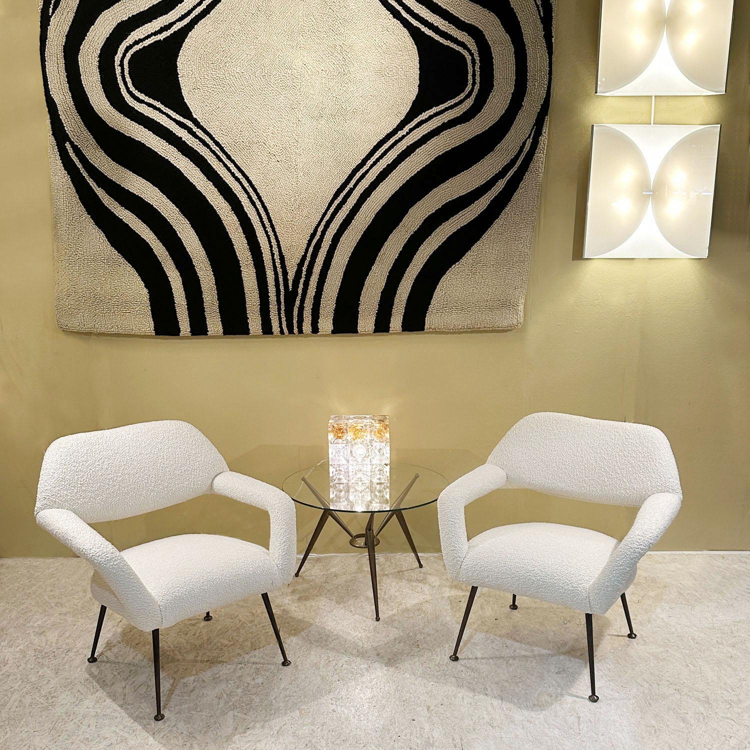 Pair of Lounge chairs Gastone Rinaldi Italy 1954 upholstered in Pierre Frey Moderno de mediados de siglo en venta
