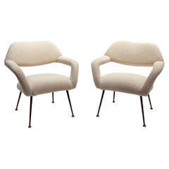 Pair of Lounge chairs Gastone Rinaldi Italy 1954 upholstered in Pierre Frey