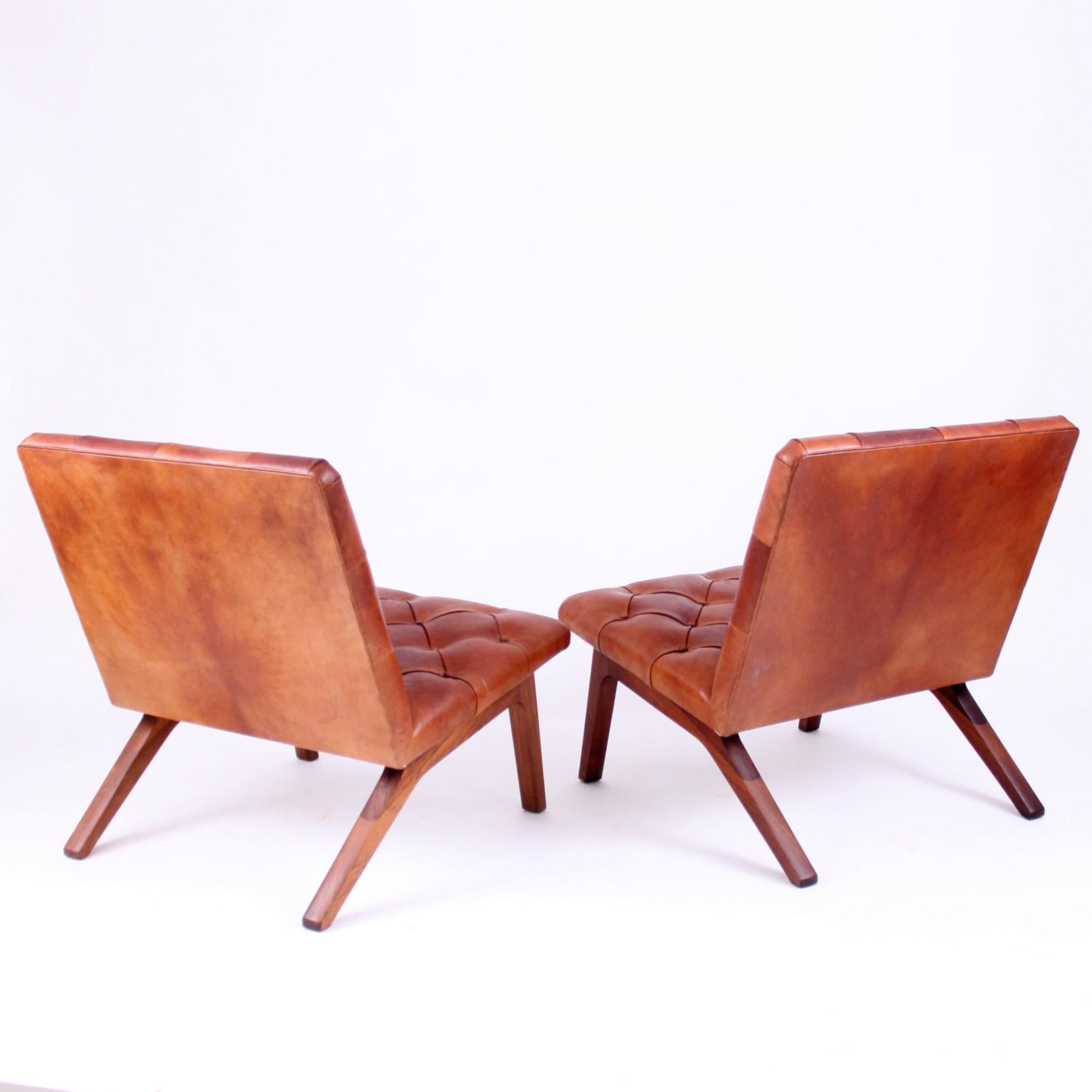 Pair of Lounge Chairs, Helge Vestergaard Jensen, Rosewood and Niger Leather 1966 In Good Condition In Copenhagen, DK