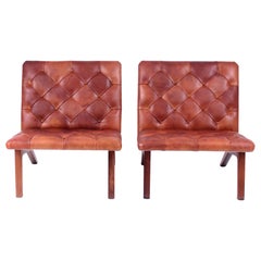 Pair of Lounge Chairs, Helge Vestergaard Jensen, Rosewood and Niger Leather 1966