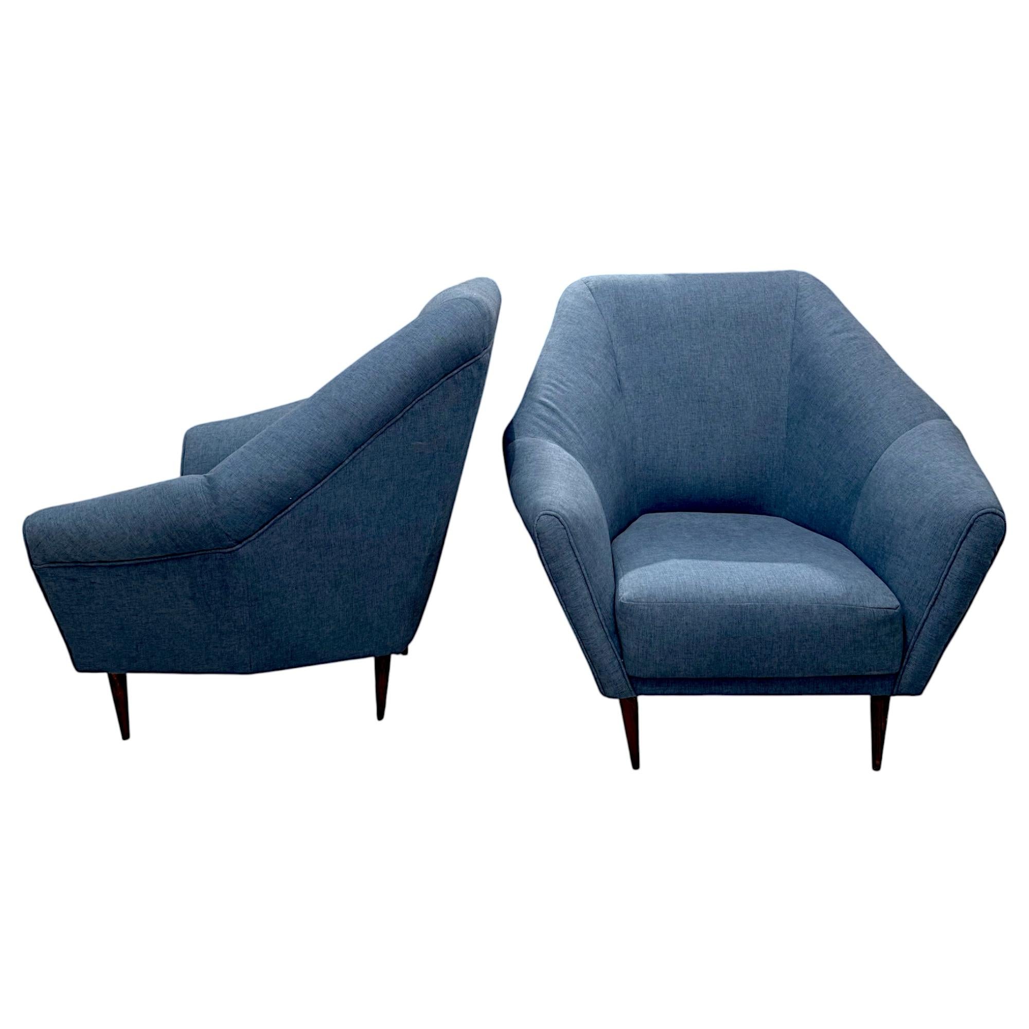Textile Pair of Lounge Chairs, Ico Parisi for Ariberto Colombo, 20th Century en vente