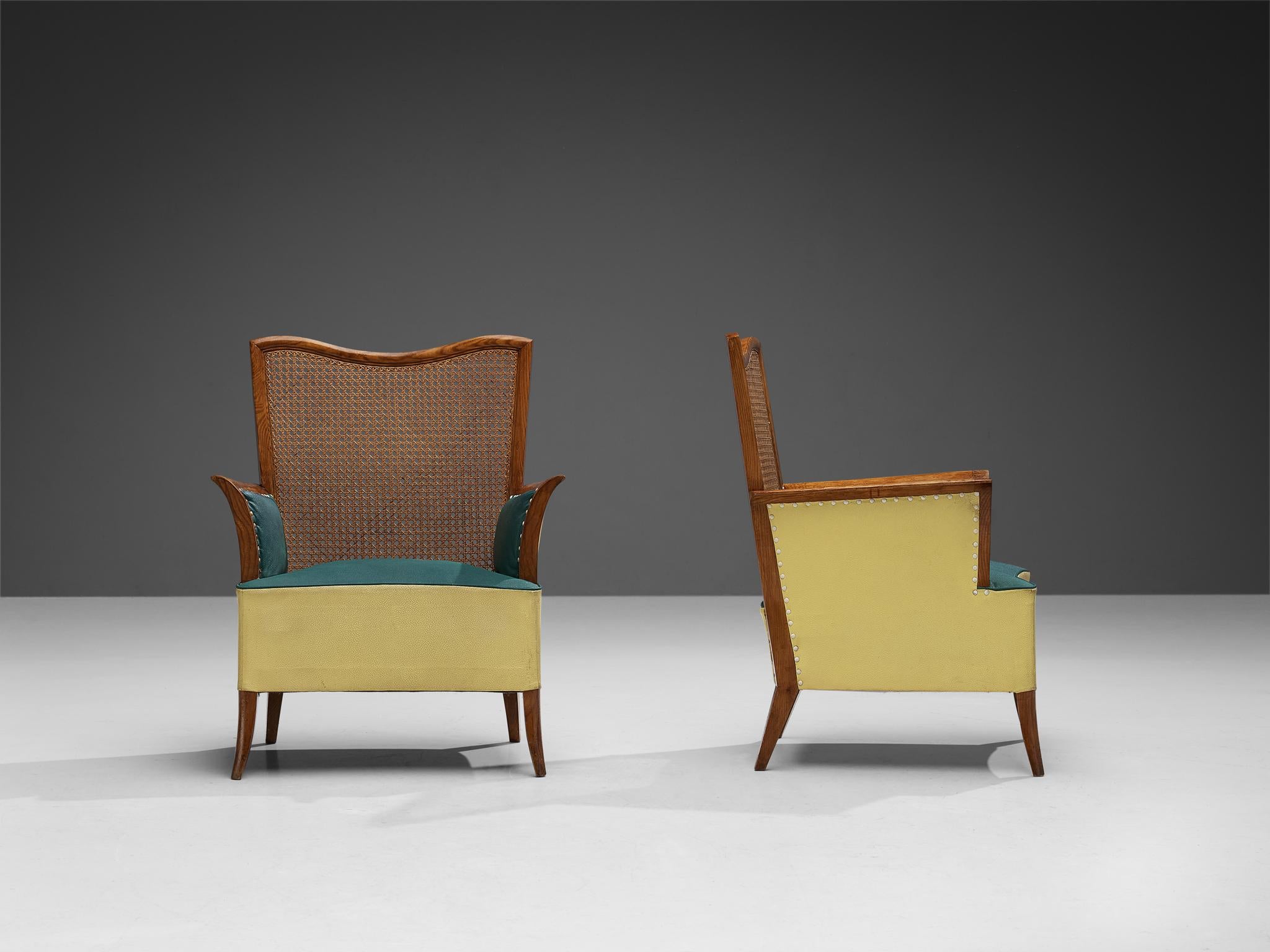 Spanish Pair of Lounge Chairs in Ash and Cane For Sale 2